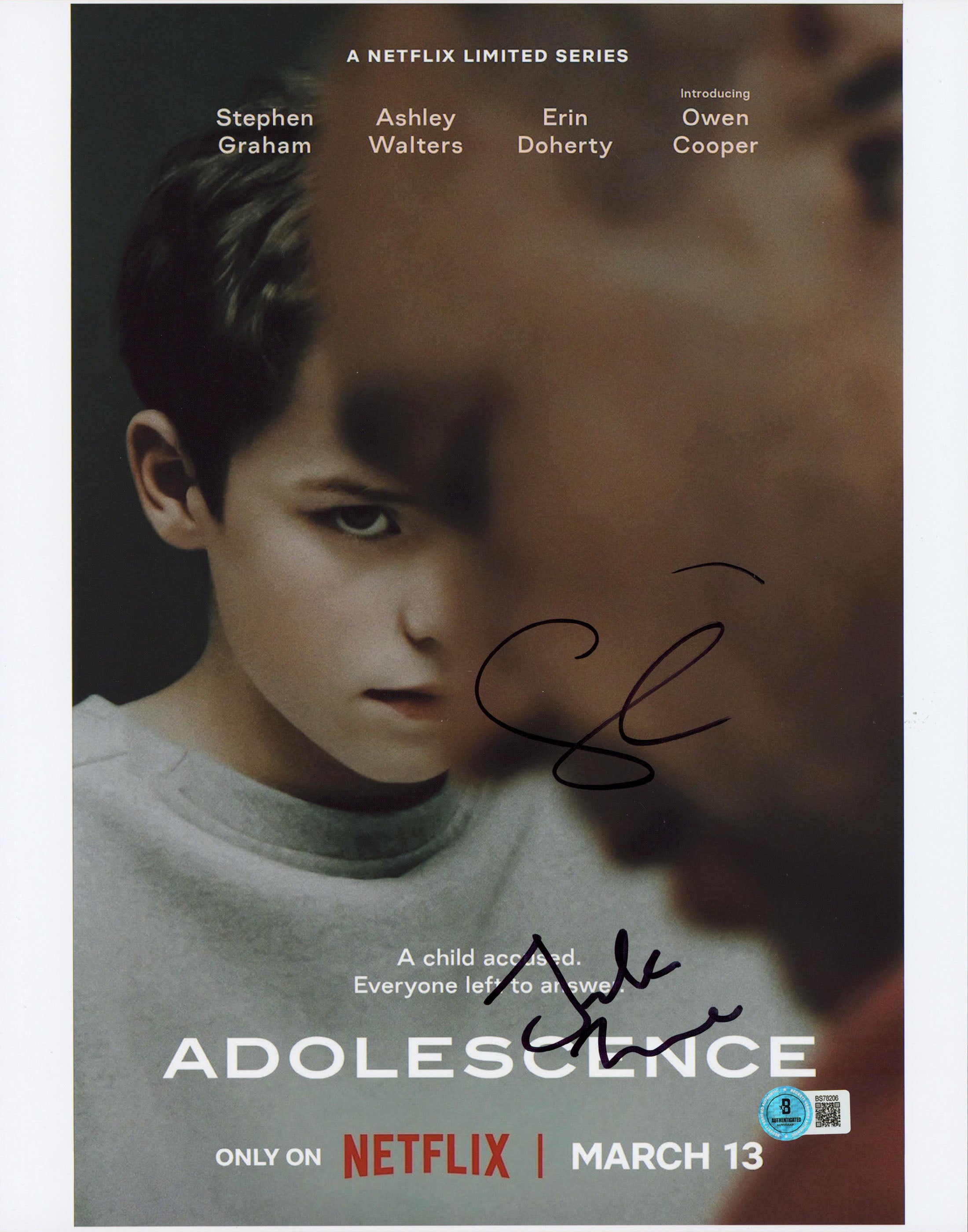 Stephen Graham & Jack Thorne Adolescence Signed 11x14 Vertical Photo BAS BS78206
