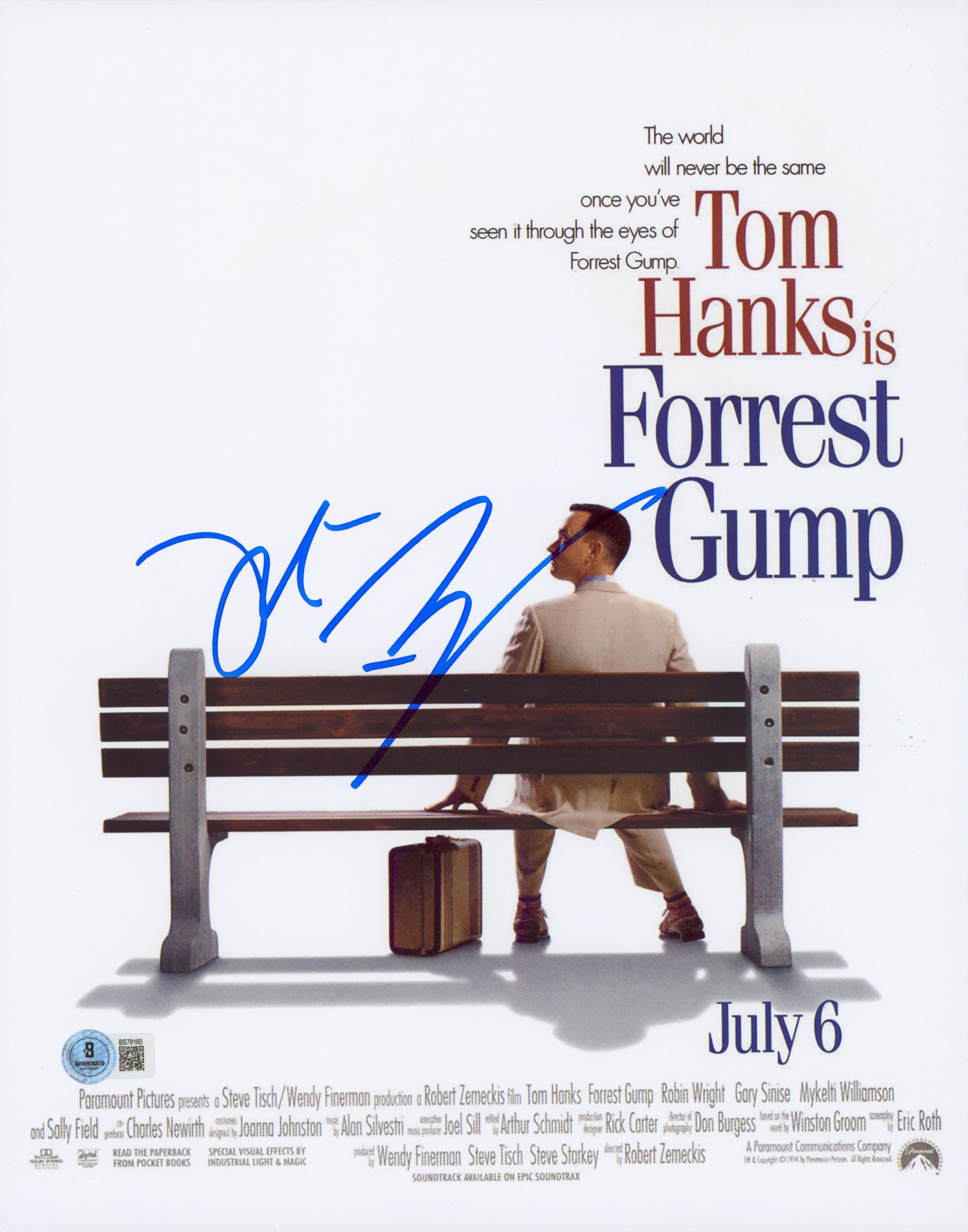 Robert Zemeckis Forrest Gump Authentic Signed 11x14 Vertical Photo BAS #BS78160
