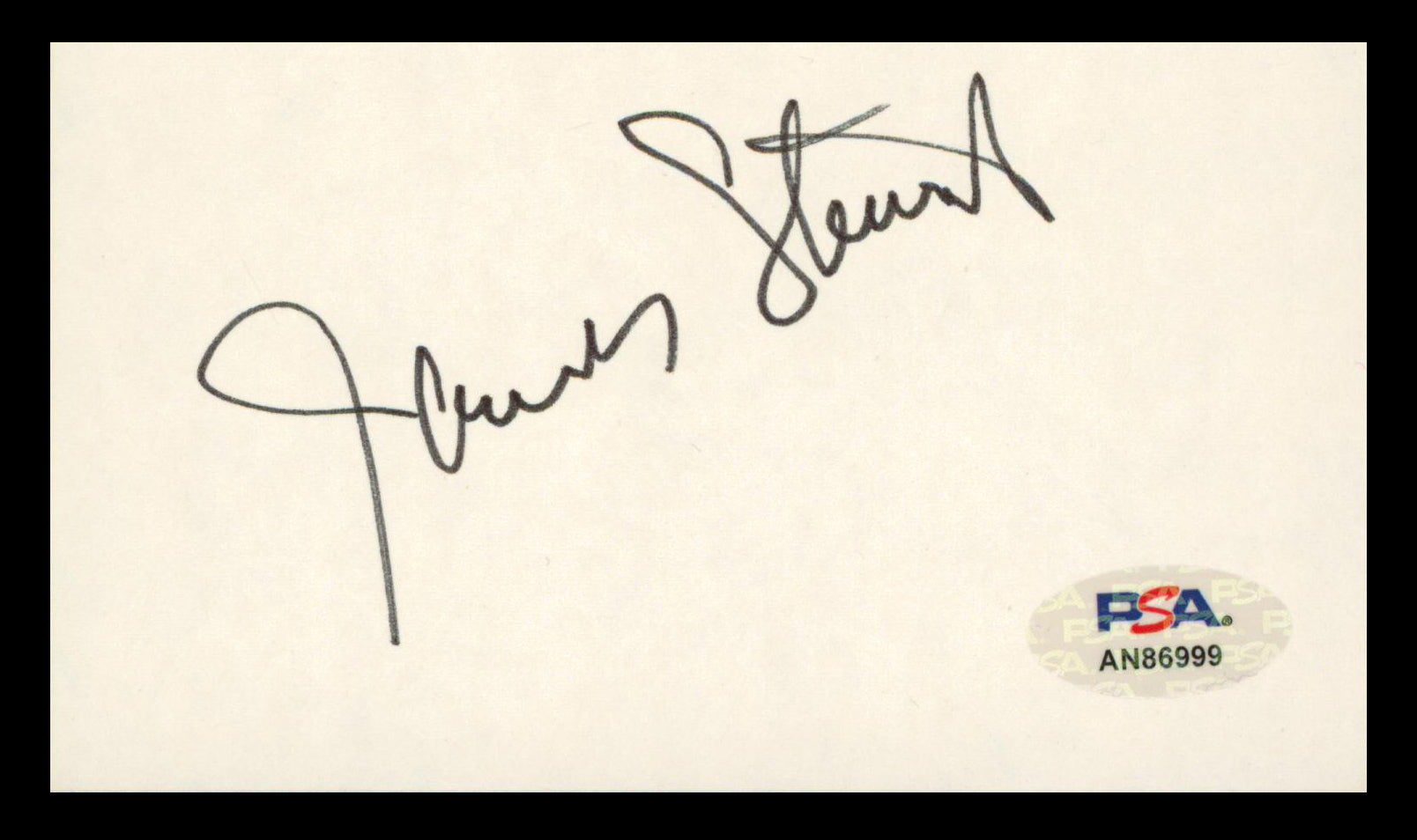James Stewart It's a Wonderful Life Authentic Signed 3x5 Index Card PSA/DNA