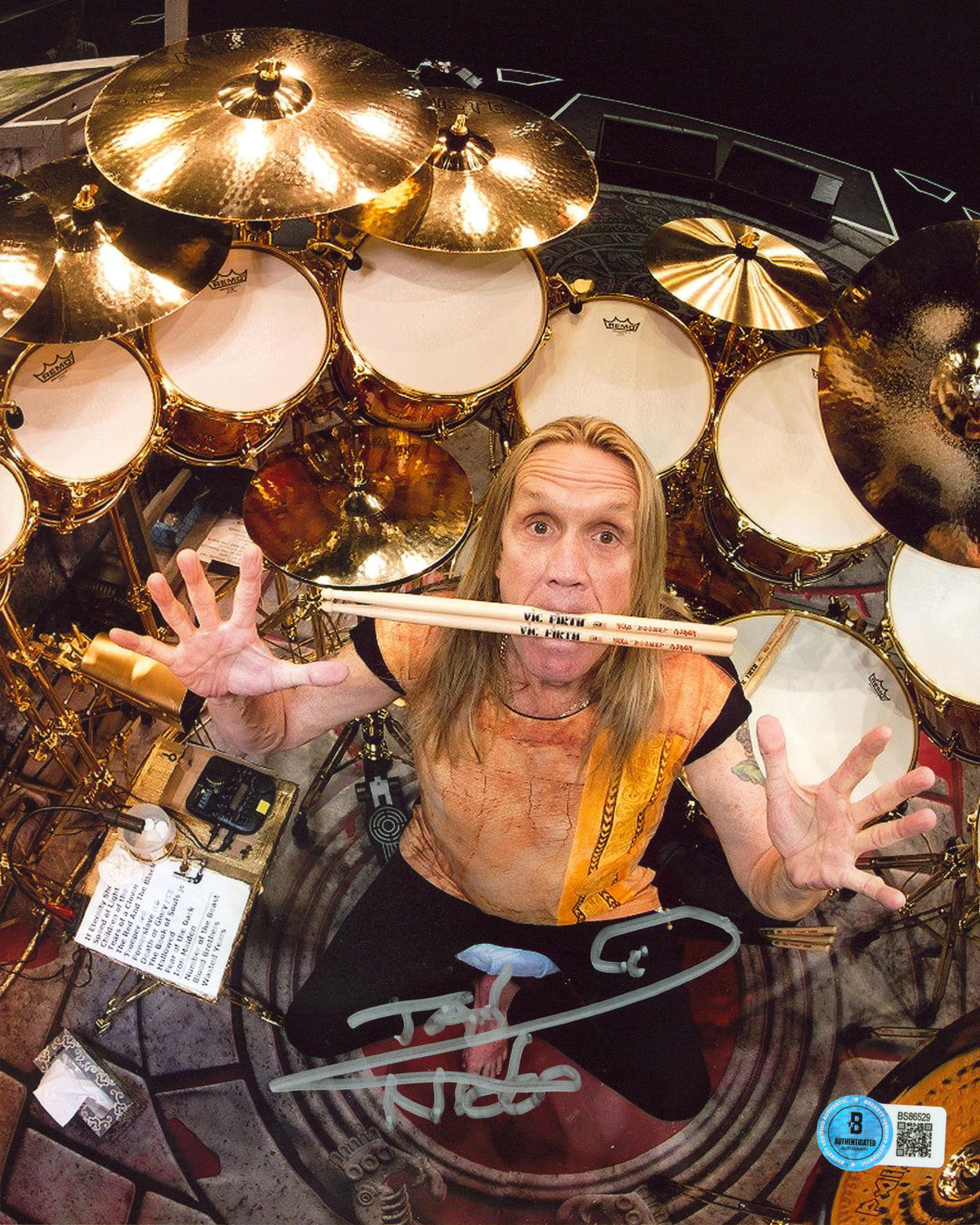 Nicko McBrain Iron Maiden Authentic Signed 8x10 Vertical Photo BAS #BS86529