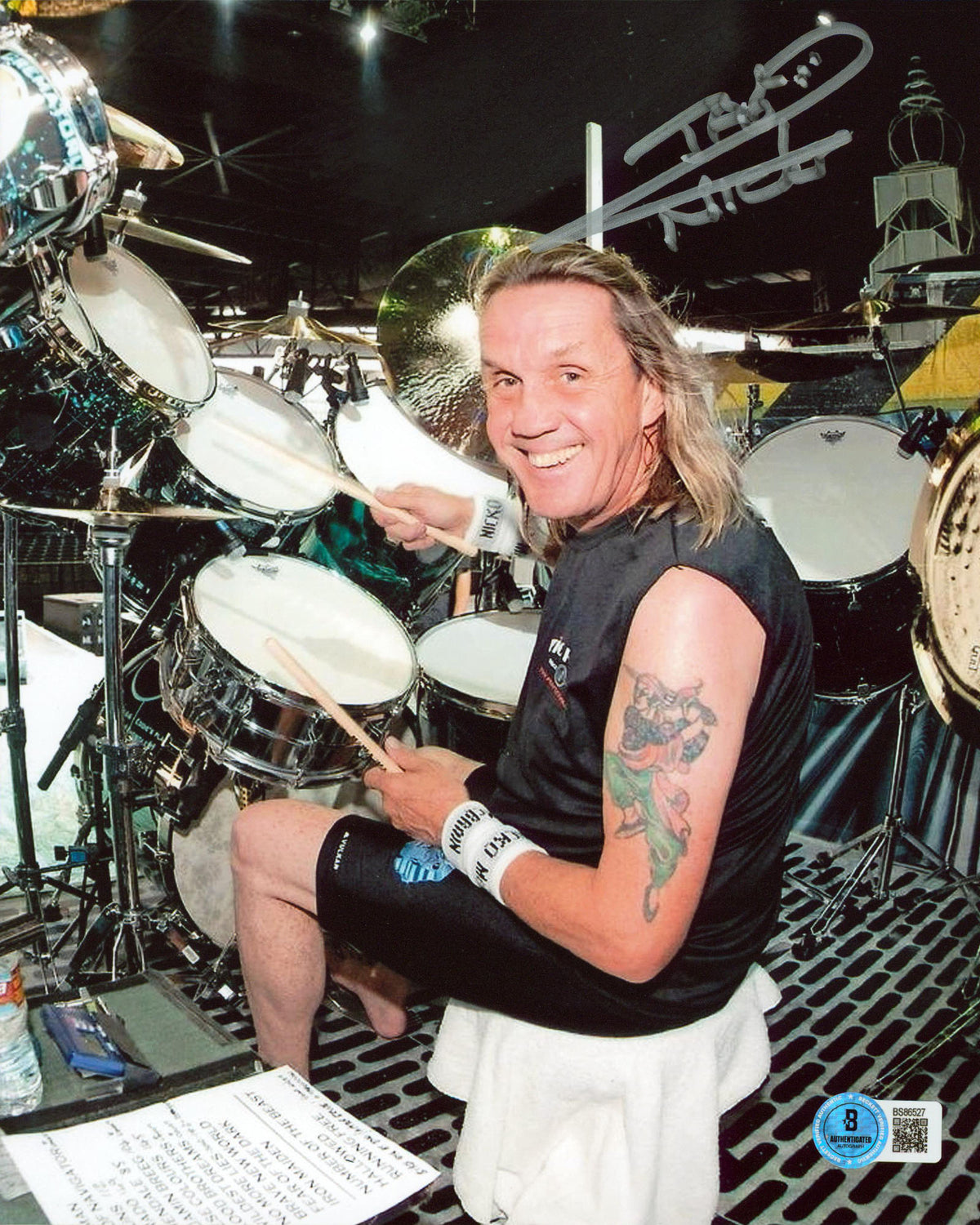 Nicko McBrain Iron Maiden Authentic Signed 8x10 Vertical Photo BAS #BS86527