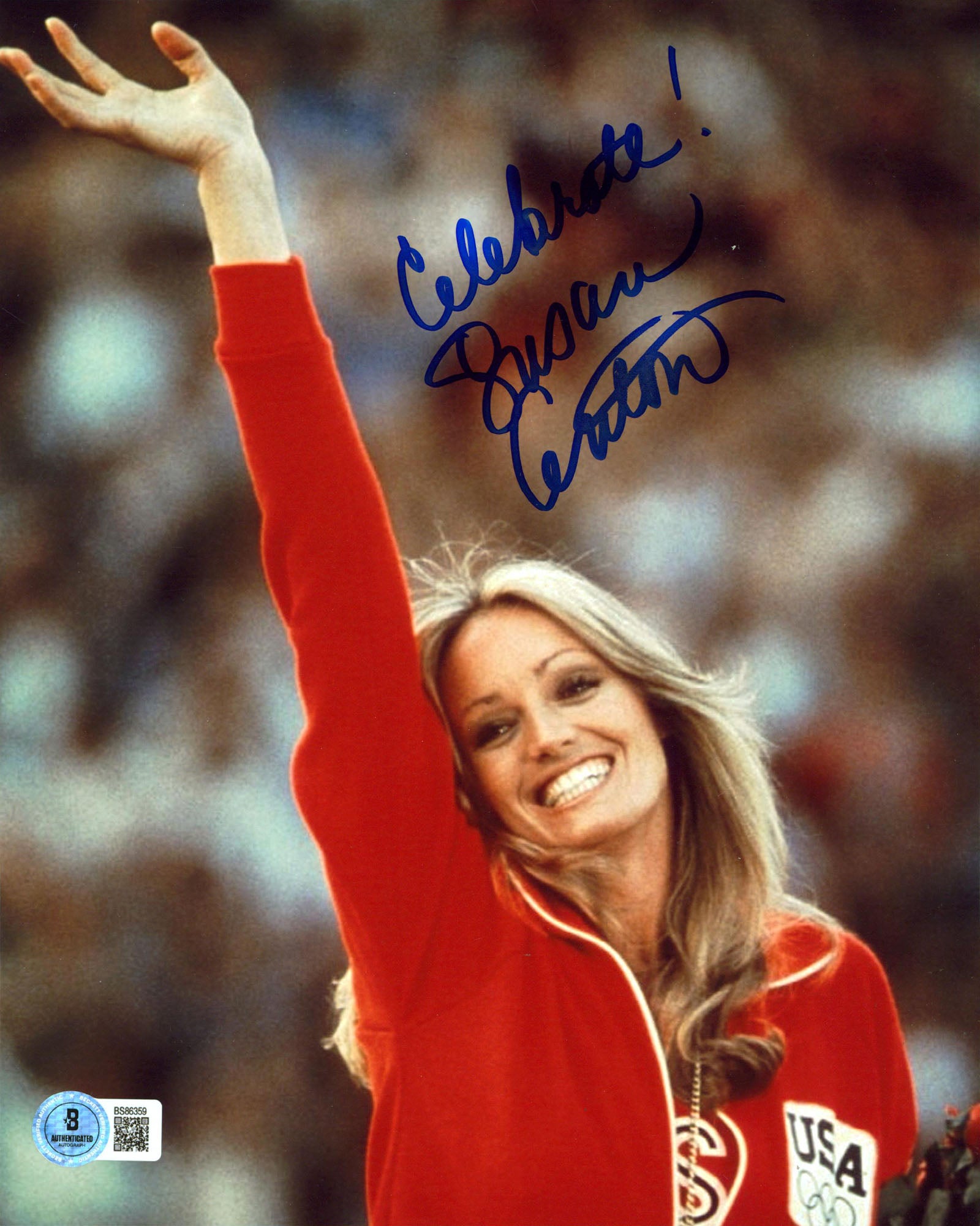 Susan Anton Goldengirl "Celebrate!" Authentic Signed 8x10 Photo BAS #BS86359