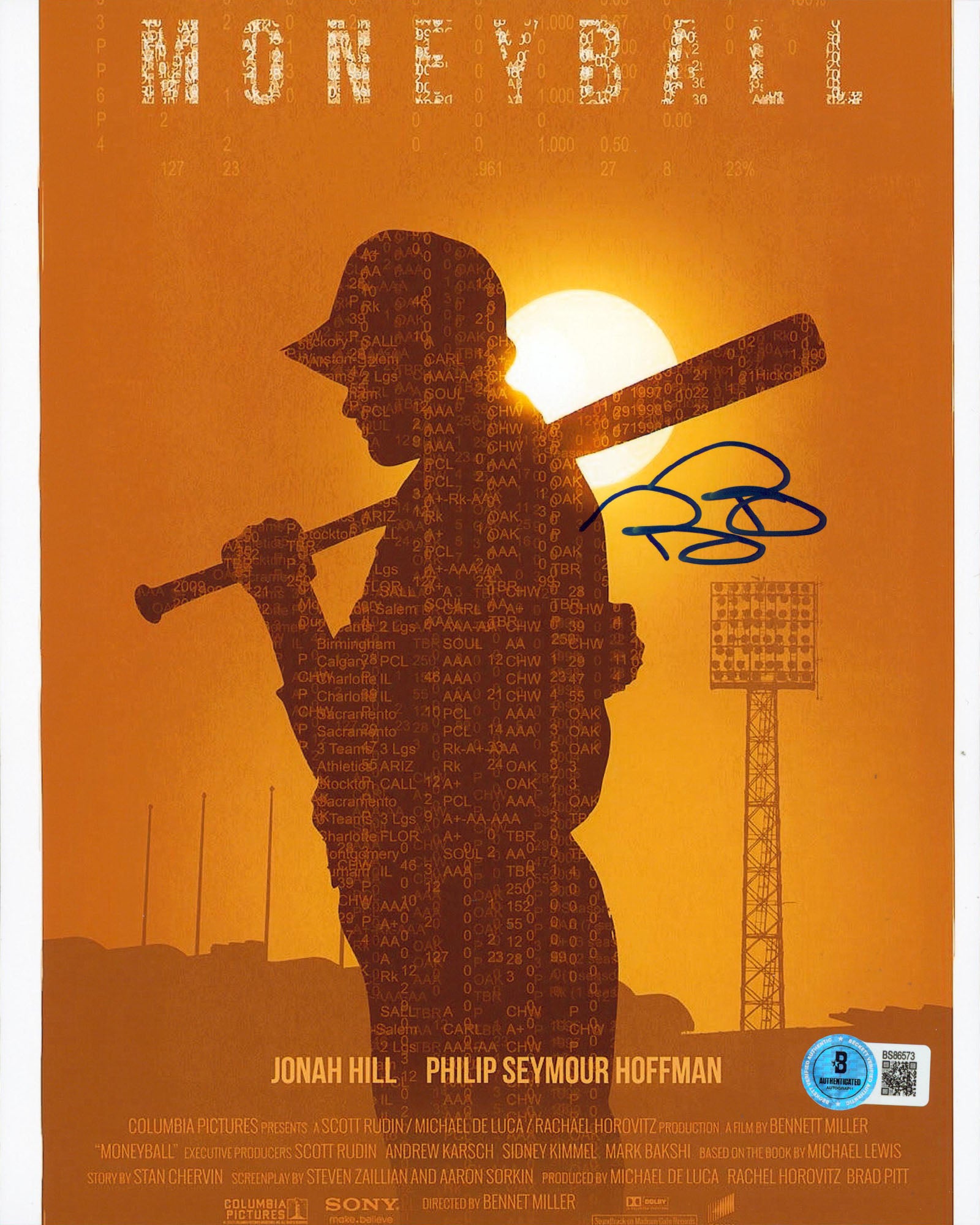 Billy Beane Moneyball Authentic Signed 8x10 Vertical Photo BAS 7