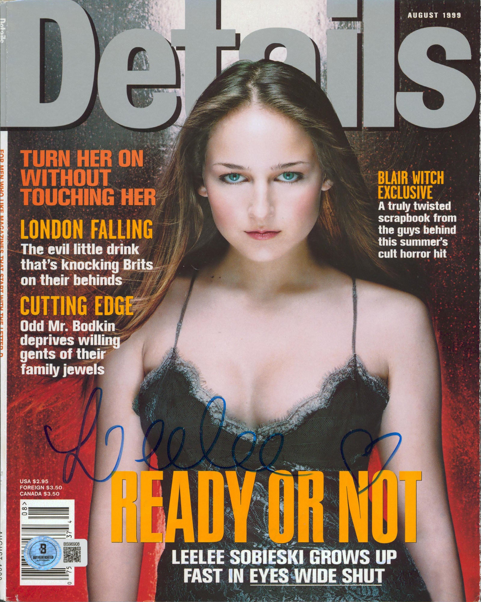Leelee Sobieski Authentic Signed Details Magazine Cover August 1999 BAS #BS96908