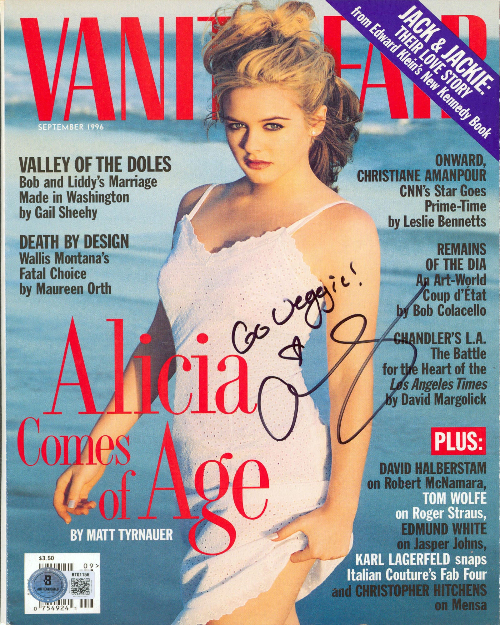 Alicia Silverstone Signed Vanity Fair Magazine Cover September 1996 BAS #BT01156