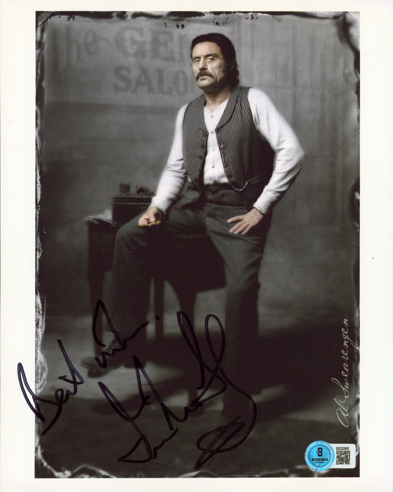 Ian McShane Deadwood "Best Wishes" Authentic Signed 8x10 Photo BAS #BS20865