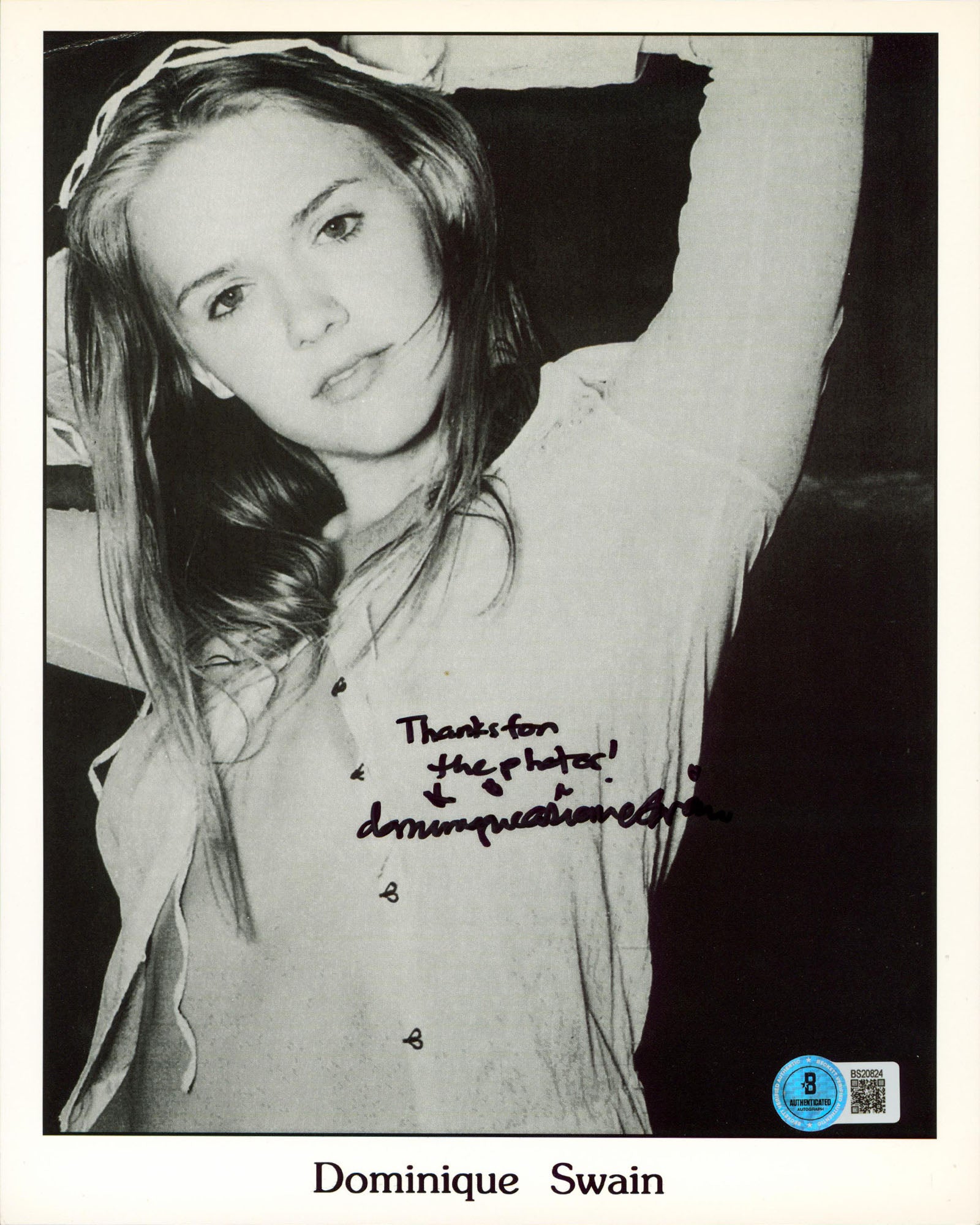 Dominique Swain Lolita "Thanks For The Photos!" Signed 8x10 Photo BAS #BS20824