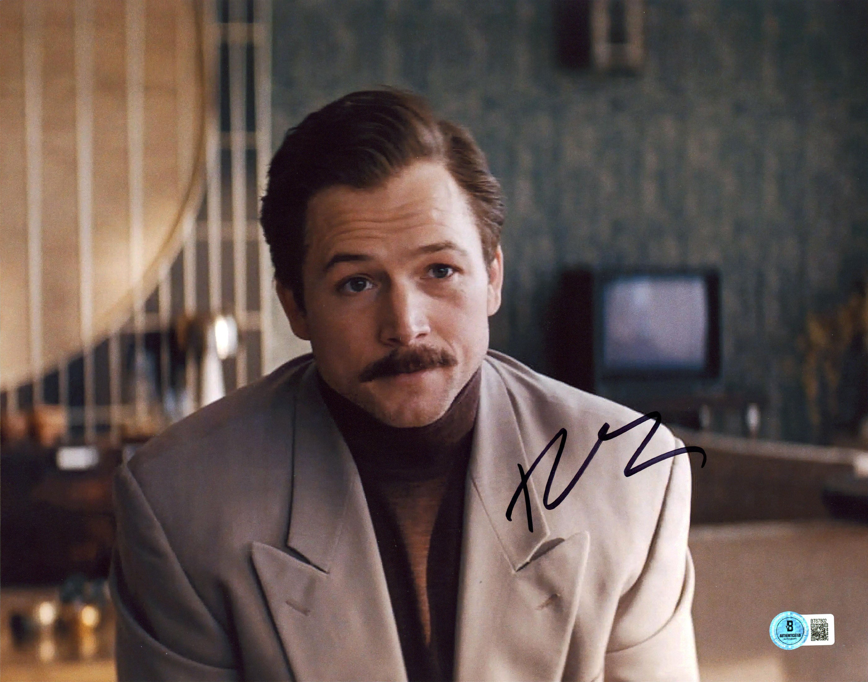 Taron Egerton Tetris Authentic Signed 11x14 Horizontal Photo BAS #BT67802