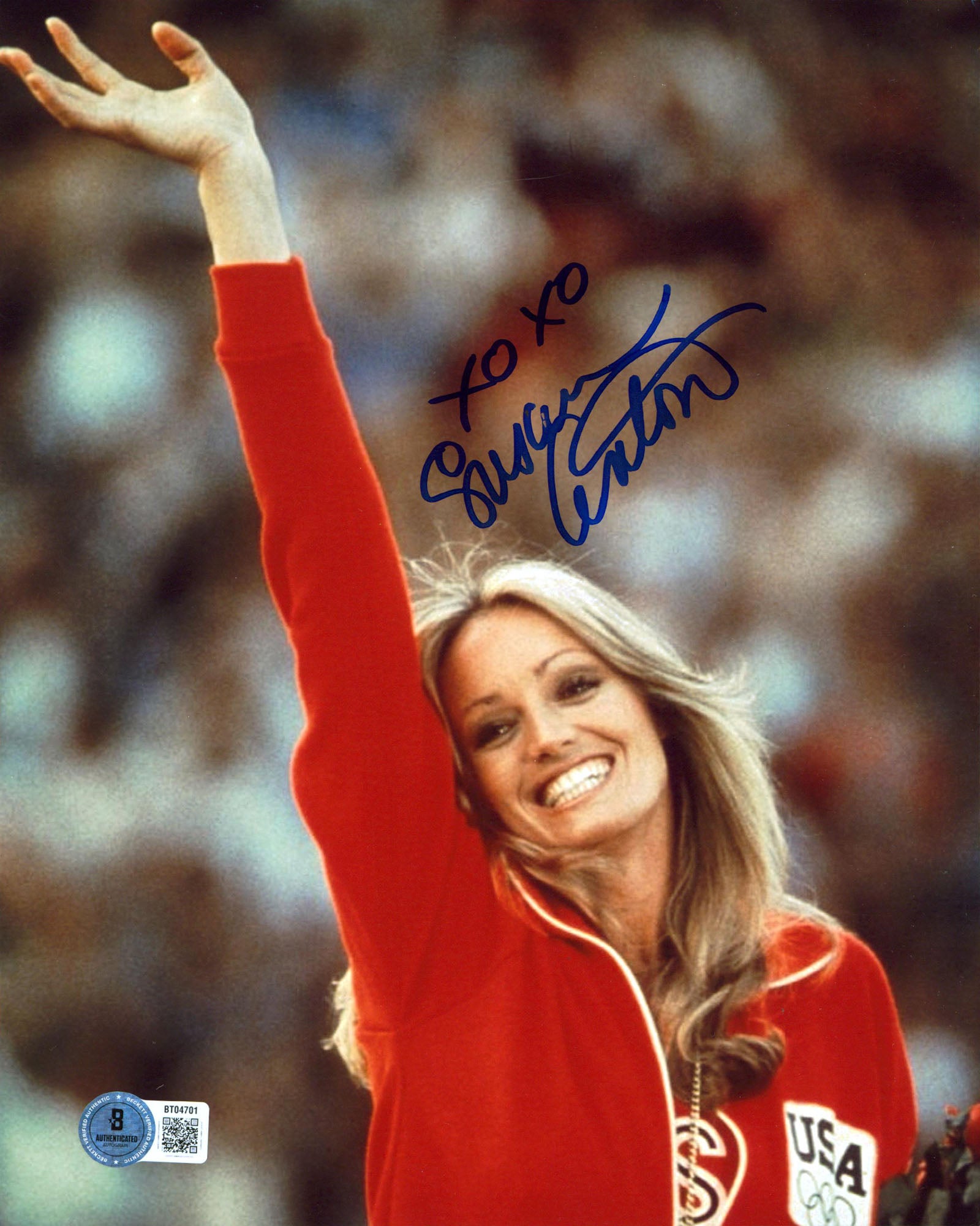 Susan Anton Goldengirl "XOXO" Authentic Signed 8x10 Vertical Photo BAS #BT04701