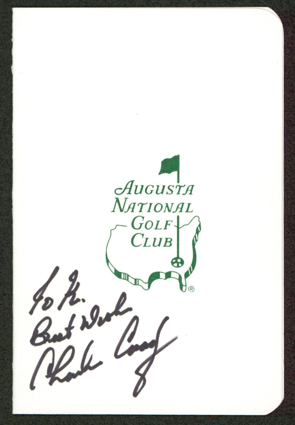 Charles Coody Signed 3.25x4.75 Masters Augusta National Scorecard BAS #BT03551