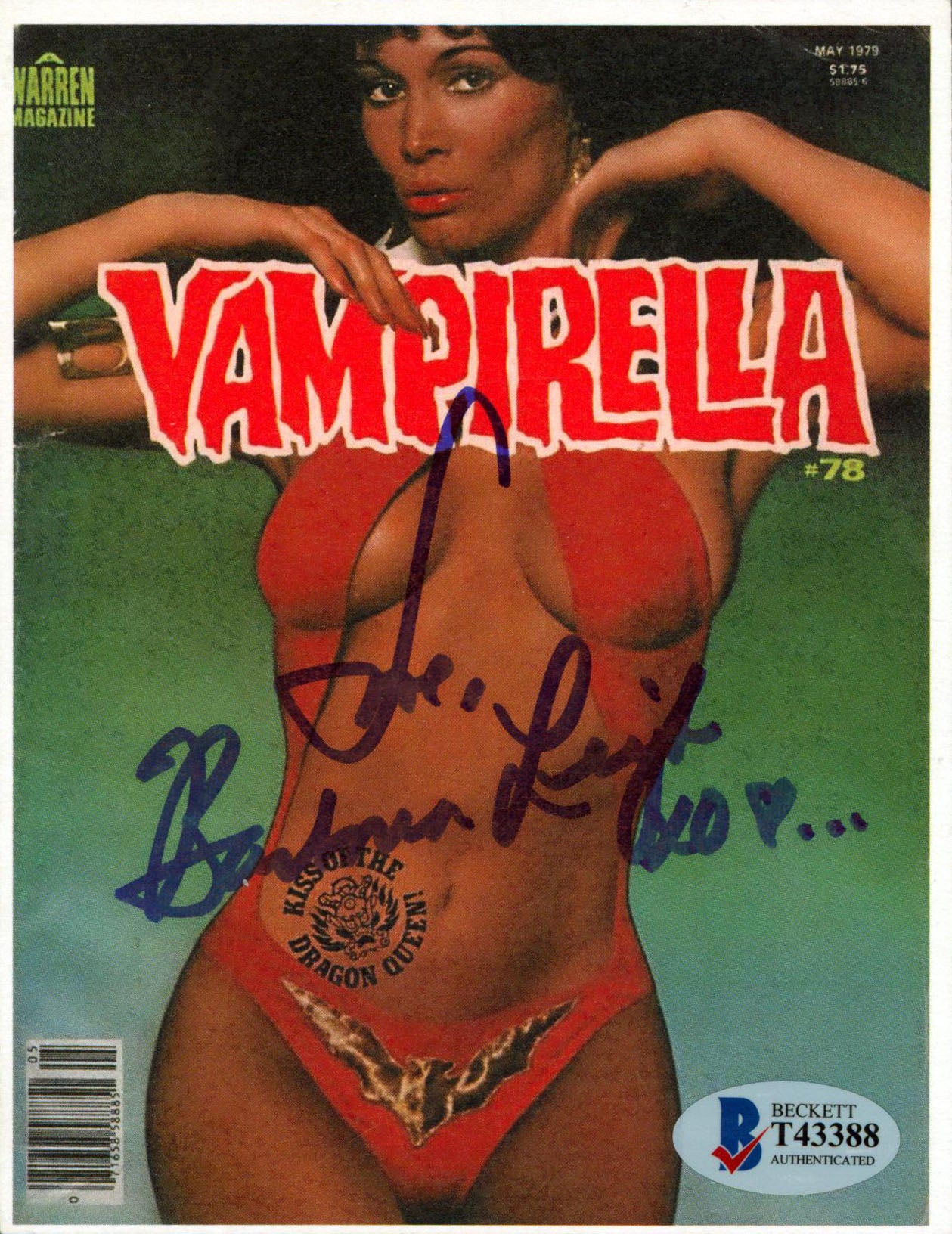 Barbara Leigh Vampirella "Love" Signed 4x5.5 Promotional Photo BAS #T43388