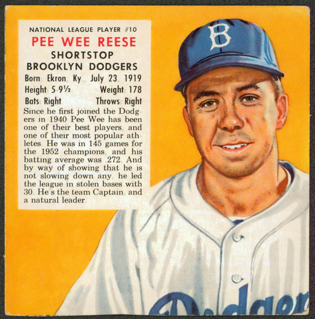 Dodgers Pee Wee Reese 1953 Red Man's All Star Series Trading Card No Tab