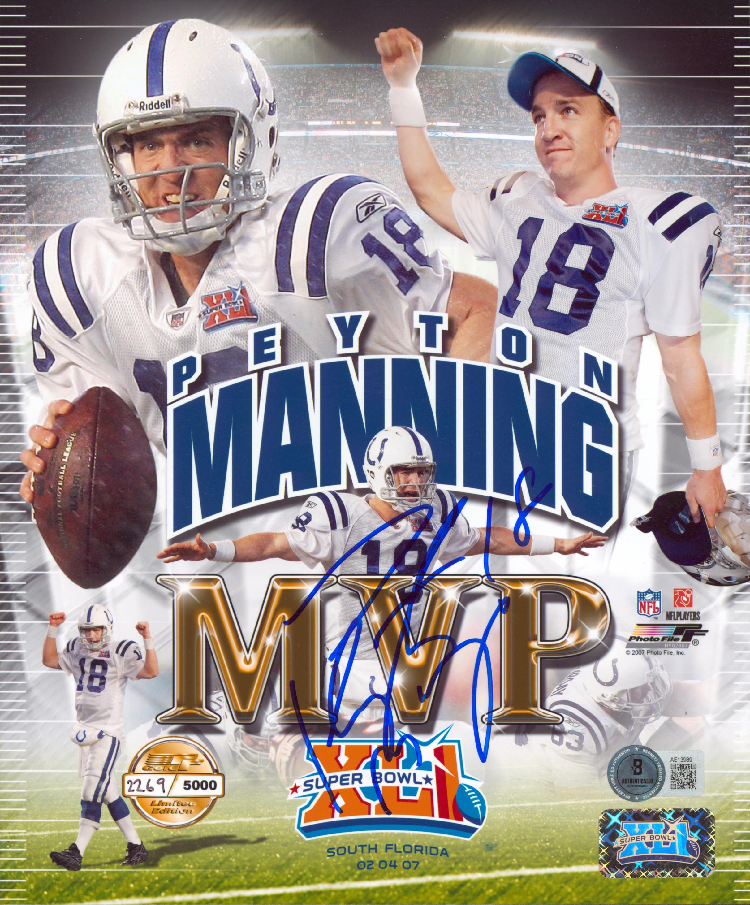 Colts Peyton Manning Authentic Signed 8x10 Vertical Collage Photo BAS #AE13989