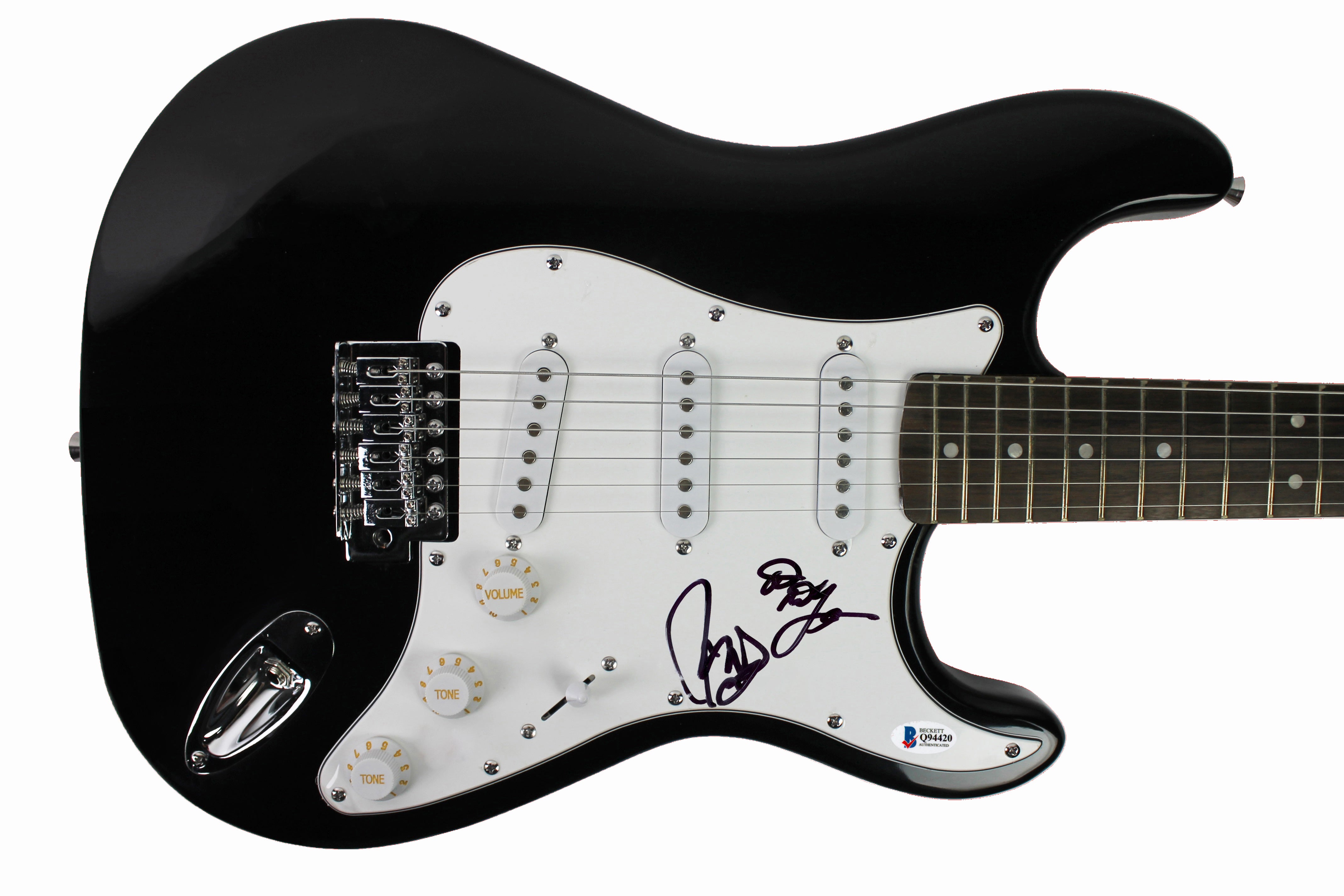 Robert & Dean DeLeo Stone Temple Pilots Signed Black Electric Guitar BAS #Q94420