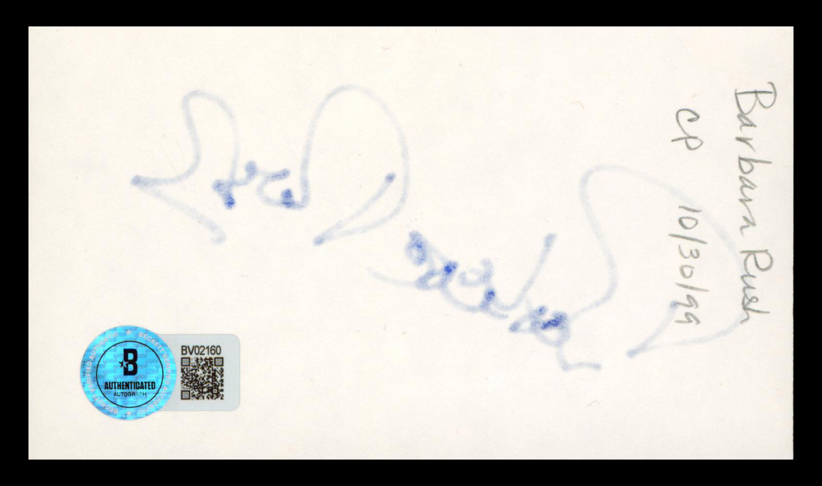 Barbara Rush It Came from Outer Space Authentic Signed 3x5 Index Card BAS 2