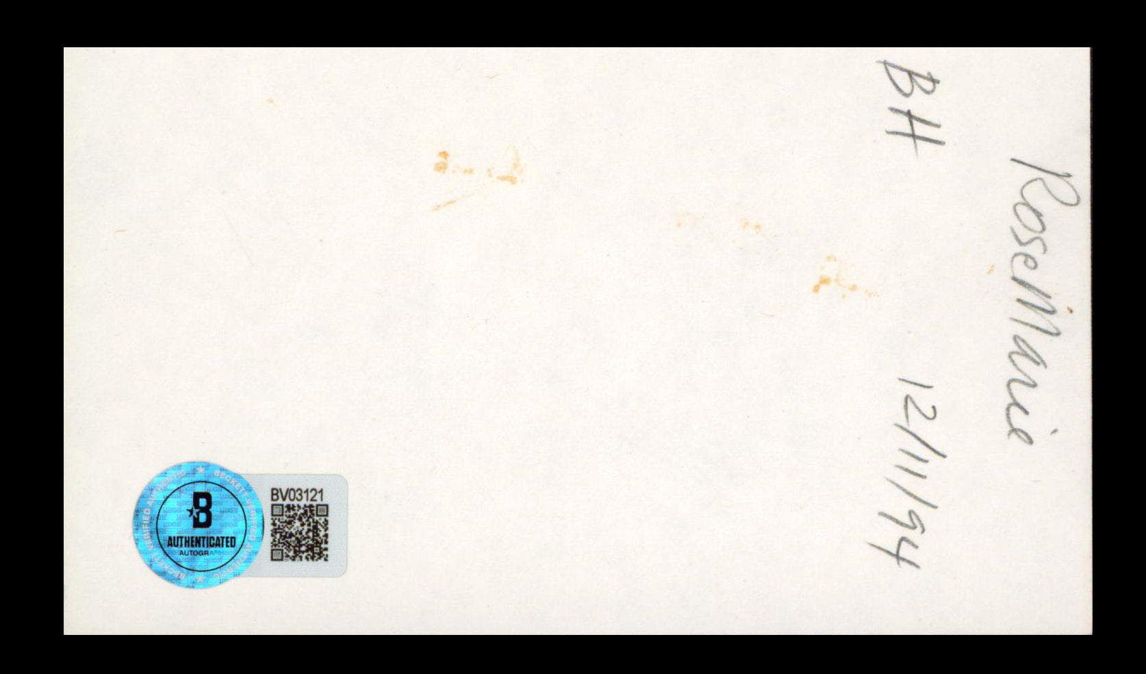 Rose Marie The Dick Van Dyke Show "Lots Love" Signed 3x5 Index Card BAS