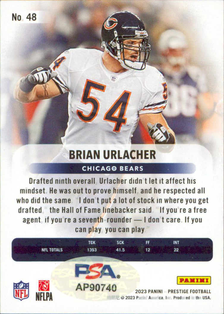Bears Brian Urlacher Signed 2023 Panini Prestige XP Red #48 Card PSA #AP90740