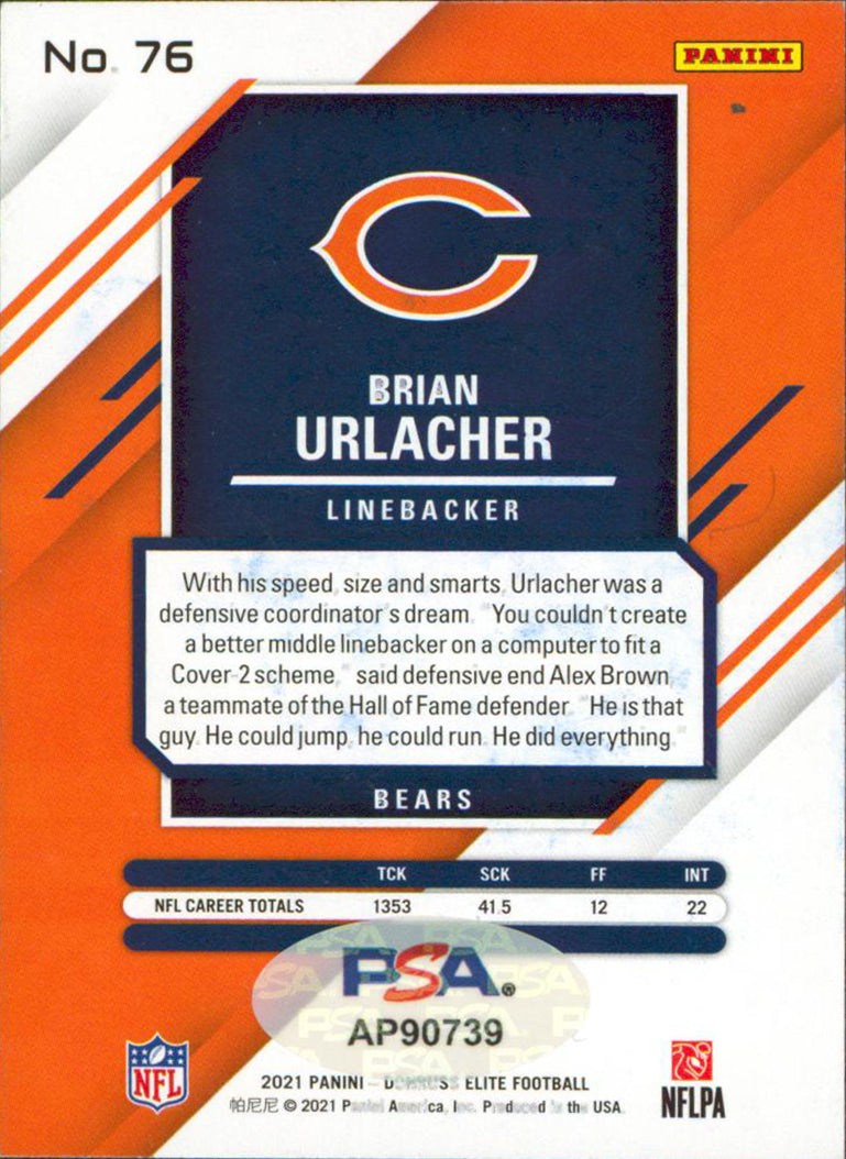 Bears Brian Urlacher Signed 2021 Donruss Elite #76 Card PSA/DNA #AP90739