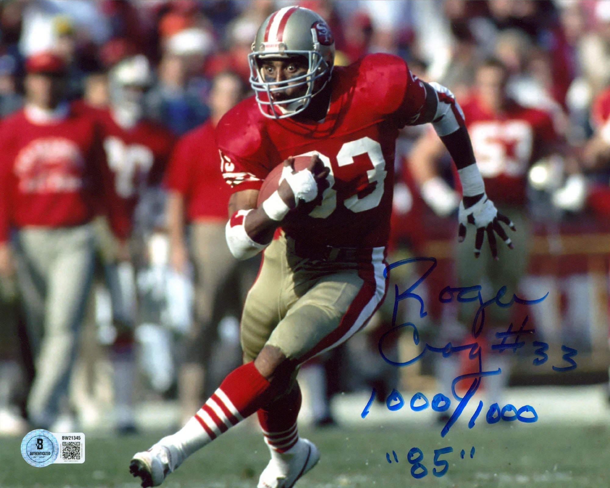 49ers Roger Craig "1000/1000 85" Authentic Signed 8x10 Photo BAS #BW21345