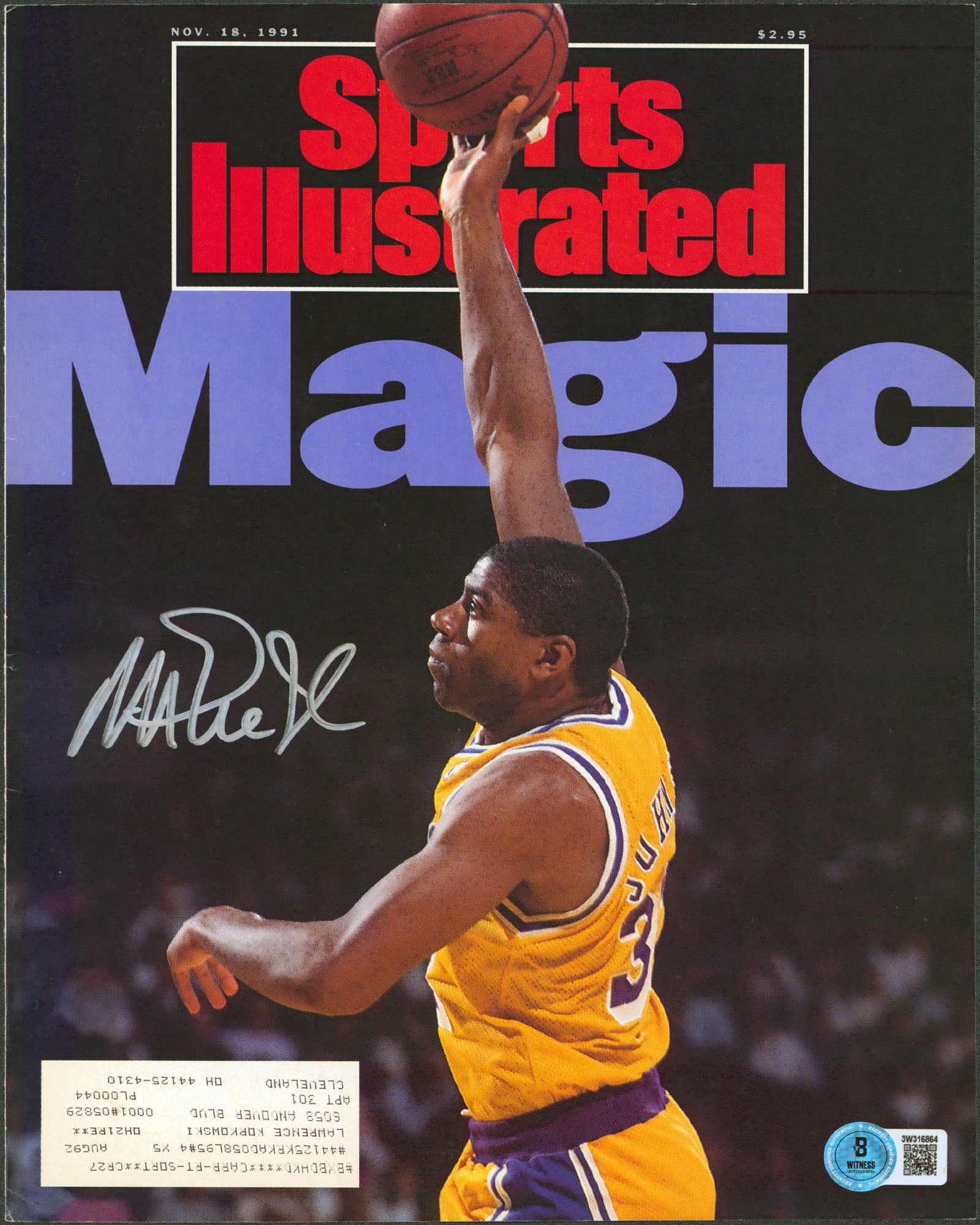 Lakers Magic Johnson Authentic Signed Nov. 1991 SI Magazine Cover BAS #3W316864