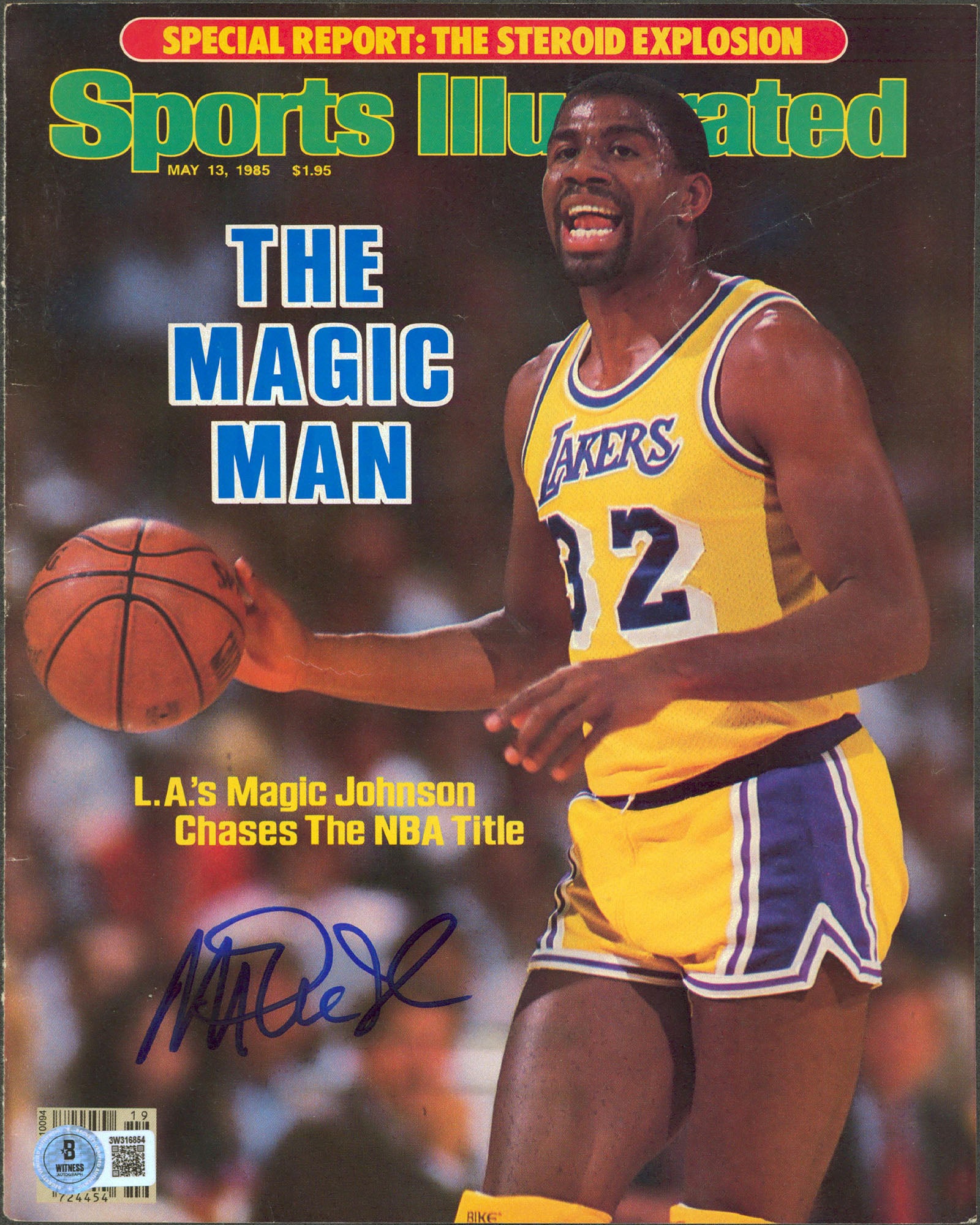 Lakers Magic Johnson Authentic Signed May 1985 SI Magazine Cover BAS #3W316854