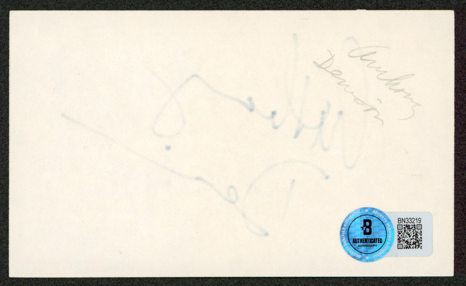 Anthony Denison The Closer Authentic Signed 3x5 Index Card BAS #BN33219