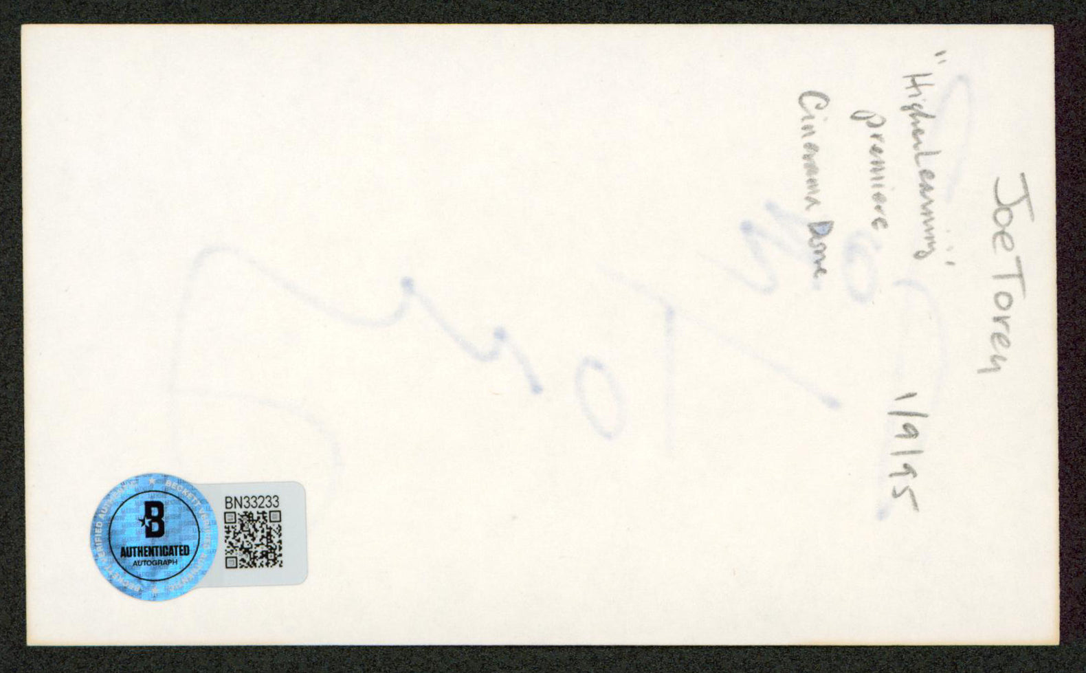 Joe Torry NCIS Authentic Signed 3x5 Index Card Autographed BAS #BN33233