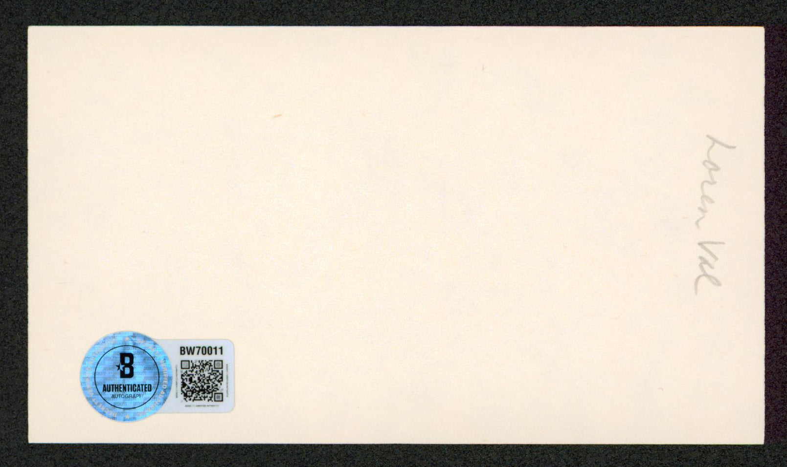 Loren Val Authentic Signed 3x5 Index Card Autographed BAS #BW70011