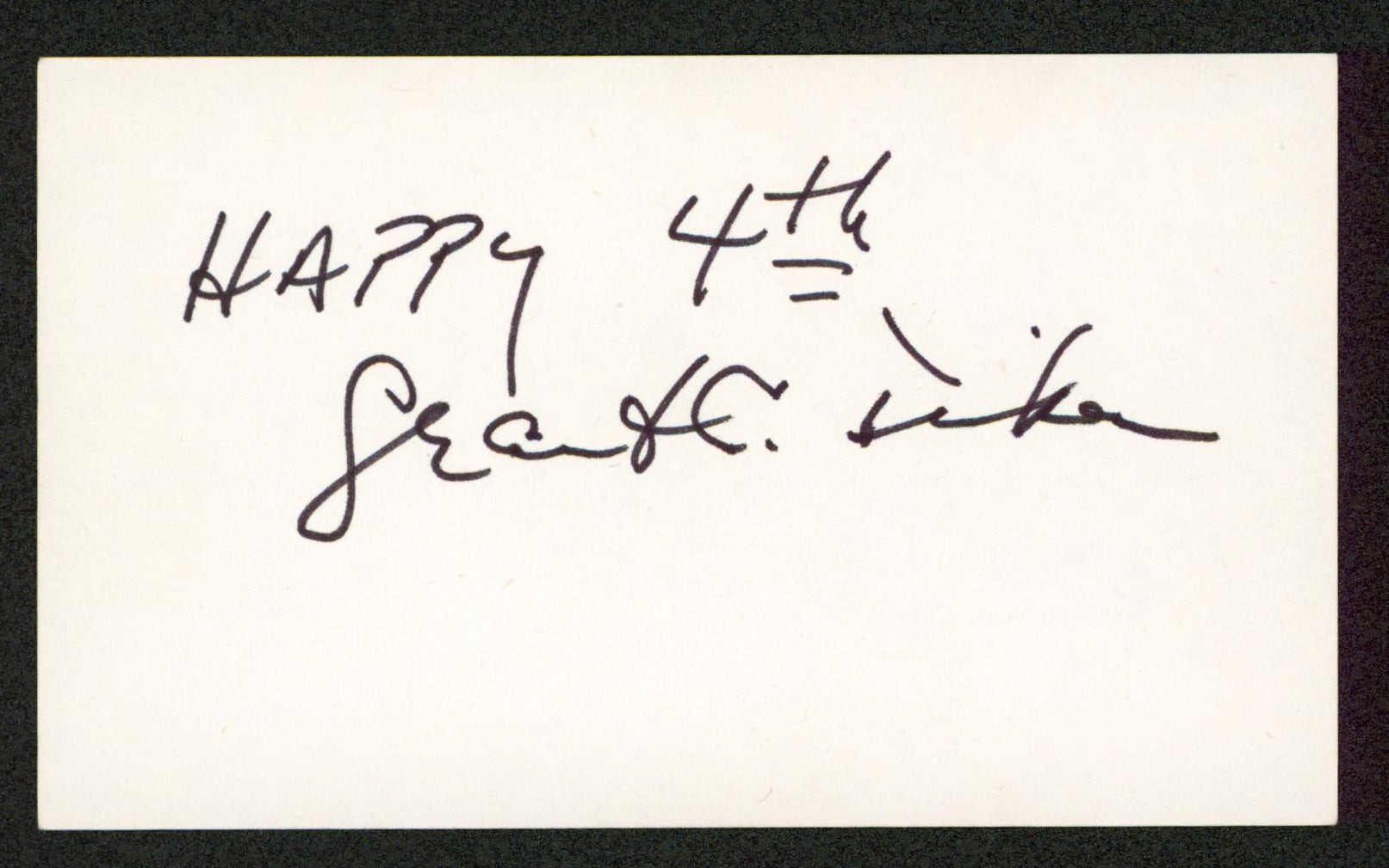 Grant Tinker NBC "Happy 4th" Authentic Signed 3x5 Index Card BAS #BW70014