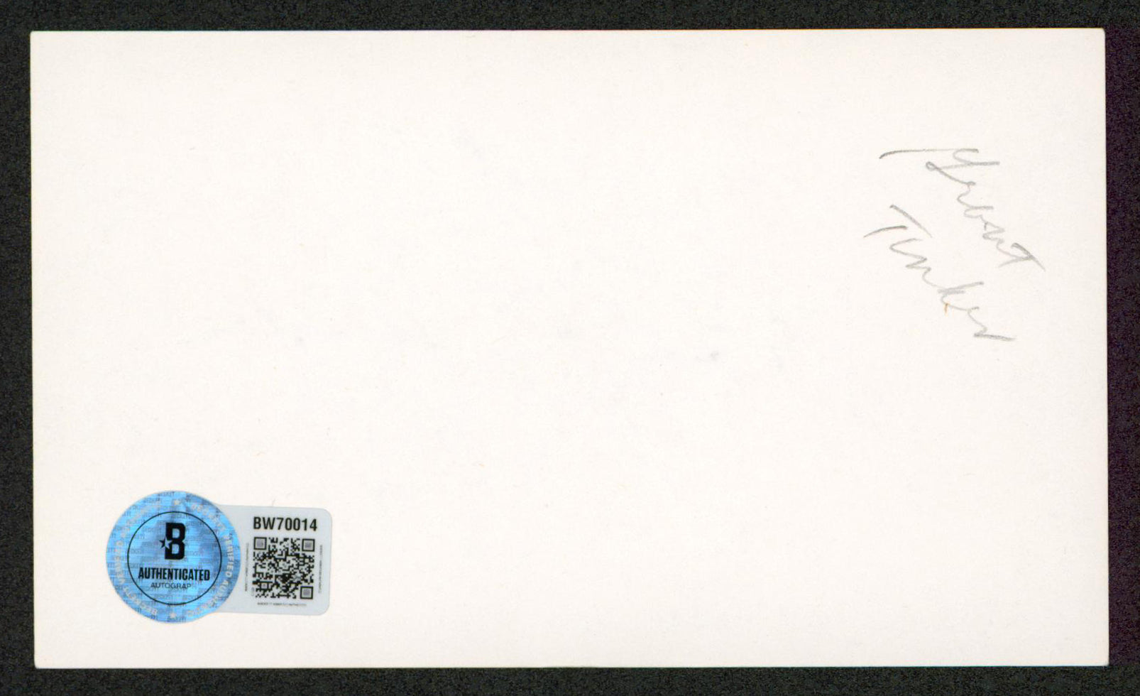 Grant Tinker NBC "Happy 4th" Authentic Signed 3x5 Index Card BAS #BW70014