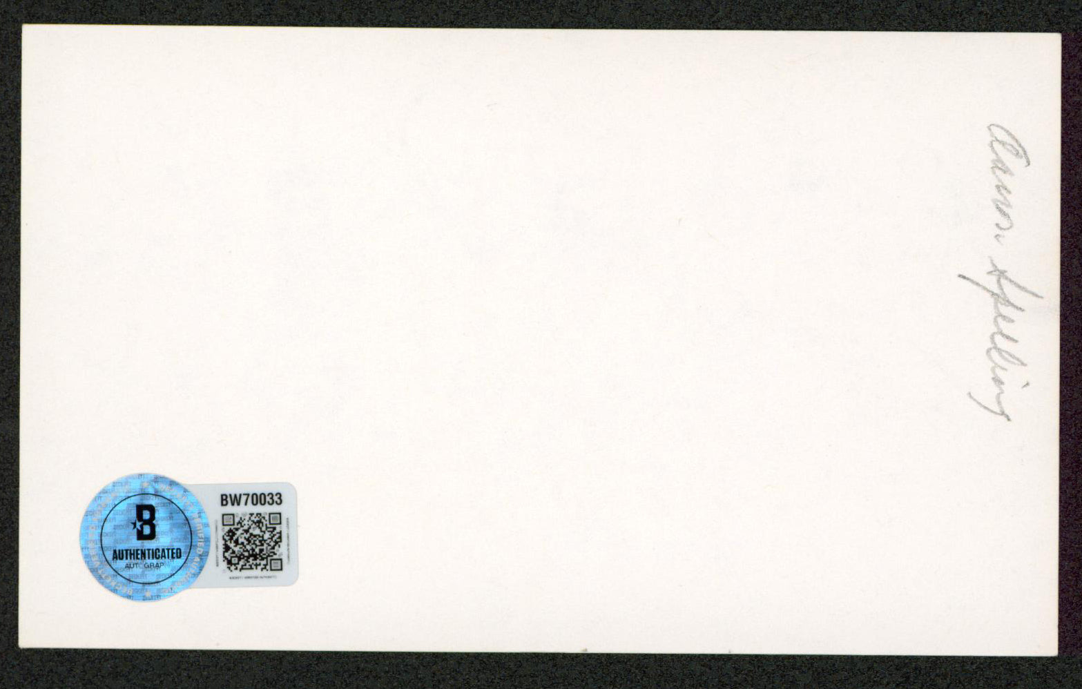 Aaron Spelling Charlie's Angels "Best" Signed 3x5 Index Card BAS #BW70033