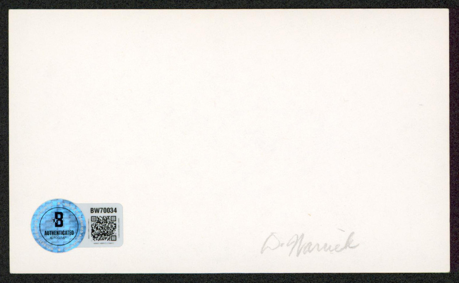 Dionne Warwick Authentic Signed 3x5 Index Card Autographed BAS #BW70034