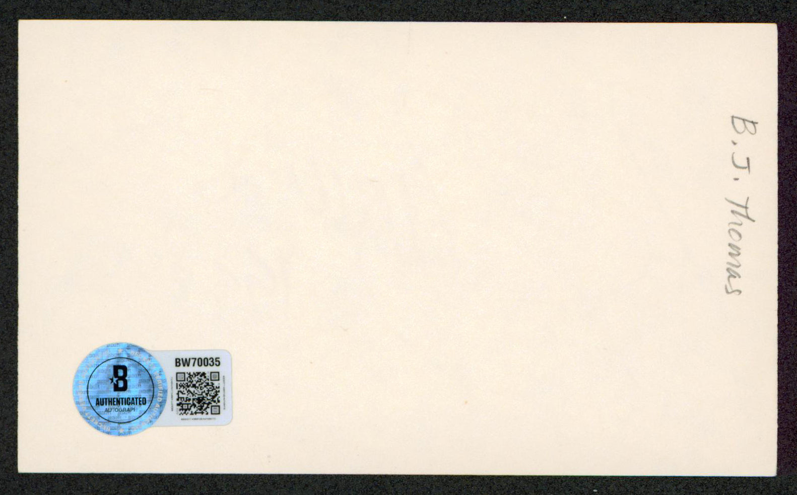 B.J. Thomas Singer Authentic Signed 3x5 Index Card Autographed BAS #BW70035