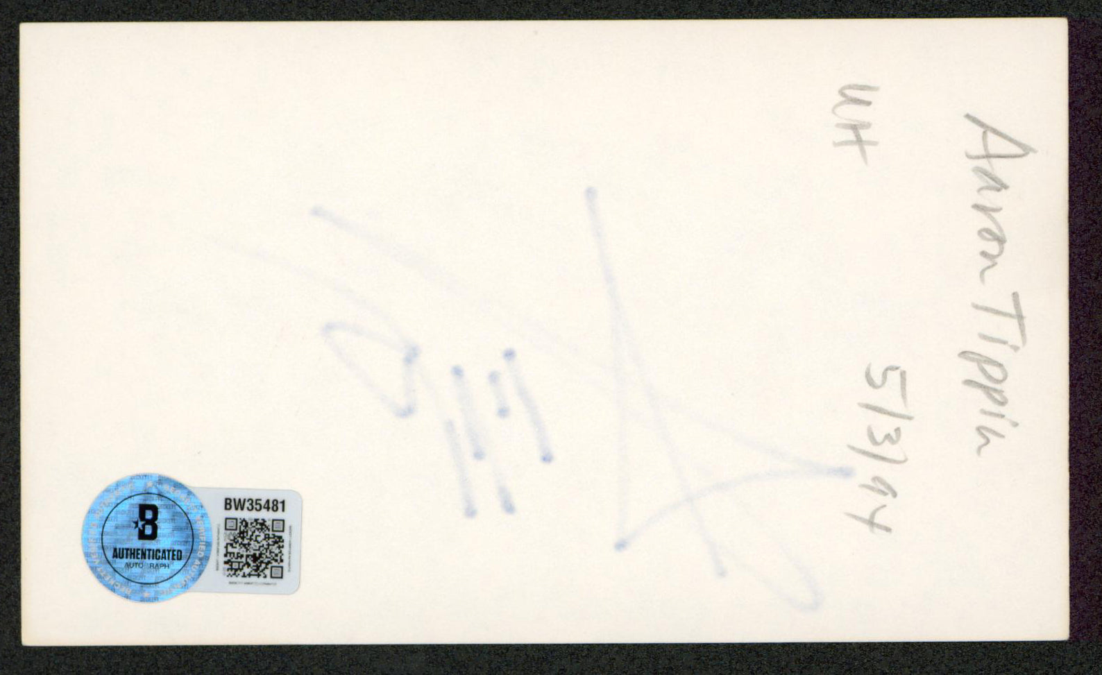 Aaron Tippin Country Musician Authentic Signed 3x5 Index Card BAS #BW35481