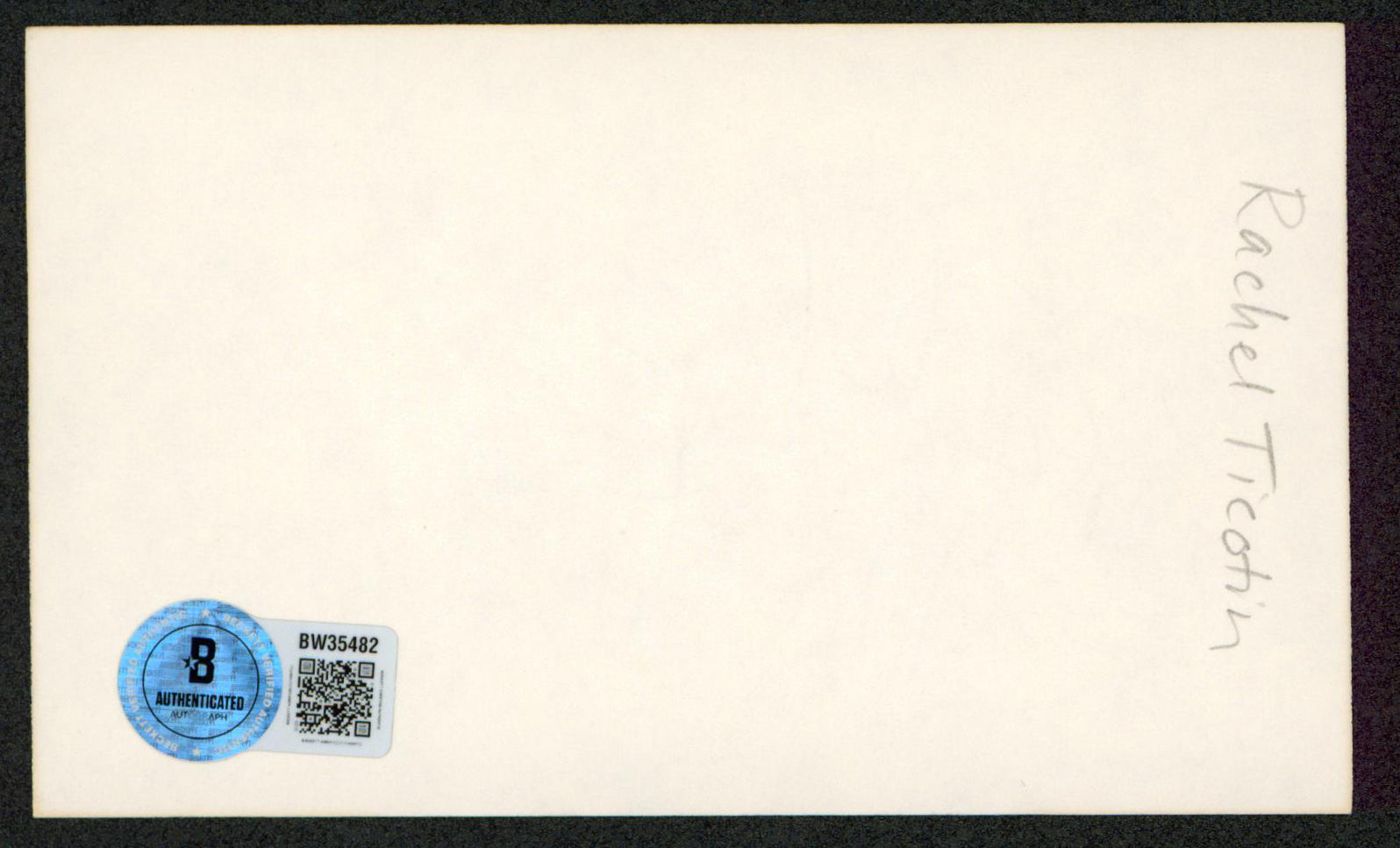 Rachel Ticotin Total Recall Authentic Signed 3x5 Index Card BAS #BW35482