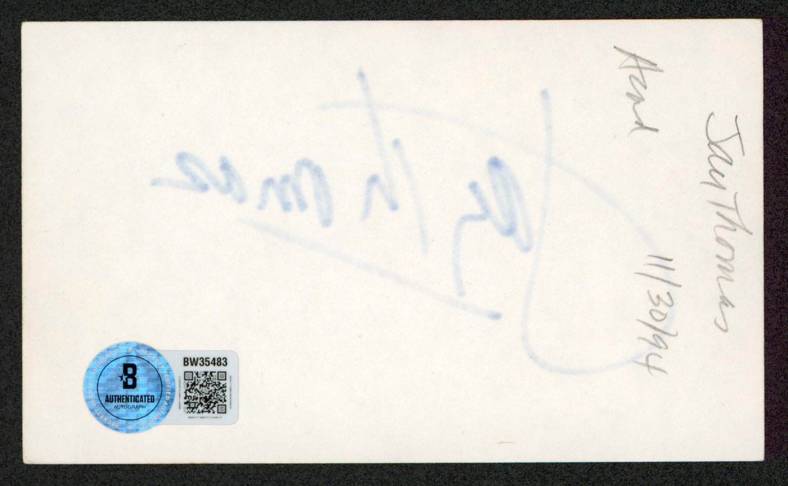Jay Thomas Mork & Mindy Authentic Signed 3x5 Index Card Autographed BAS #BW35483