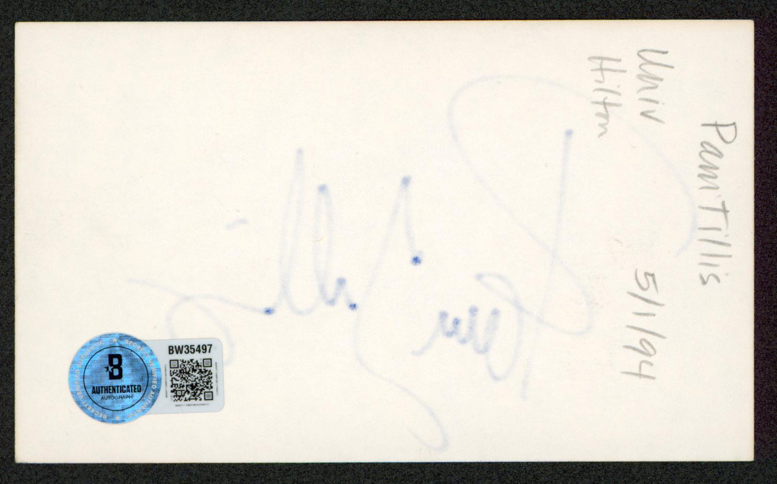 Pam Tillis Singer Authentic Signed 3x5 Index Card Autographed BAS #BW35497