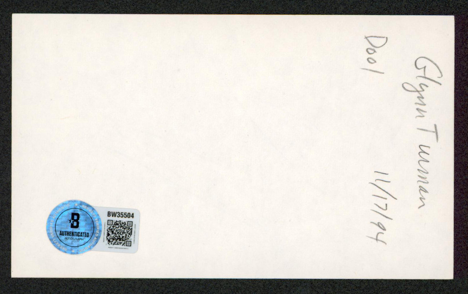 Glynn Turman Cooley High Authentic Signed 3x5 Index Card BAS #BW35504