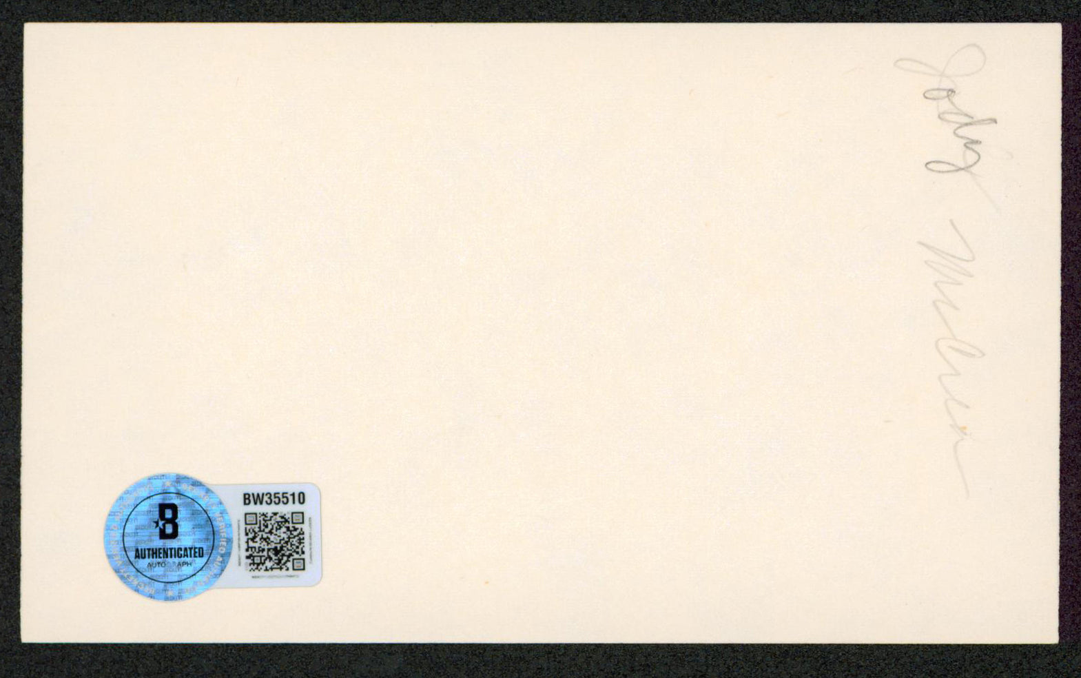 Jody McCrea Beach Blanket Bingo Authentic Signed 3x5 Index Card BAS #BW35510