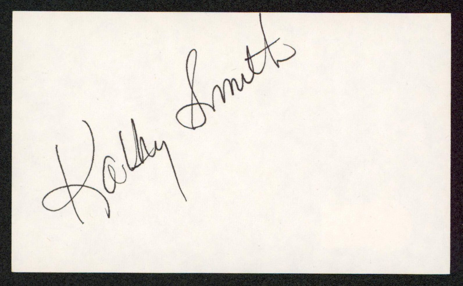 Kathy Smith Personal Trainer Authentic Signed 3x5 Index Card BAS #BW35515