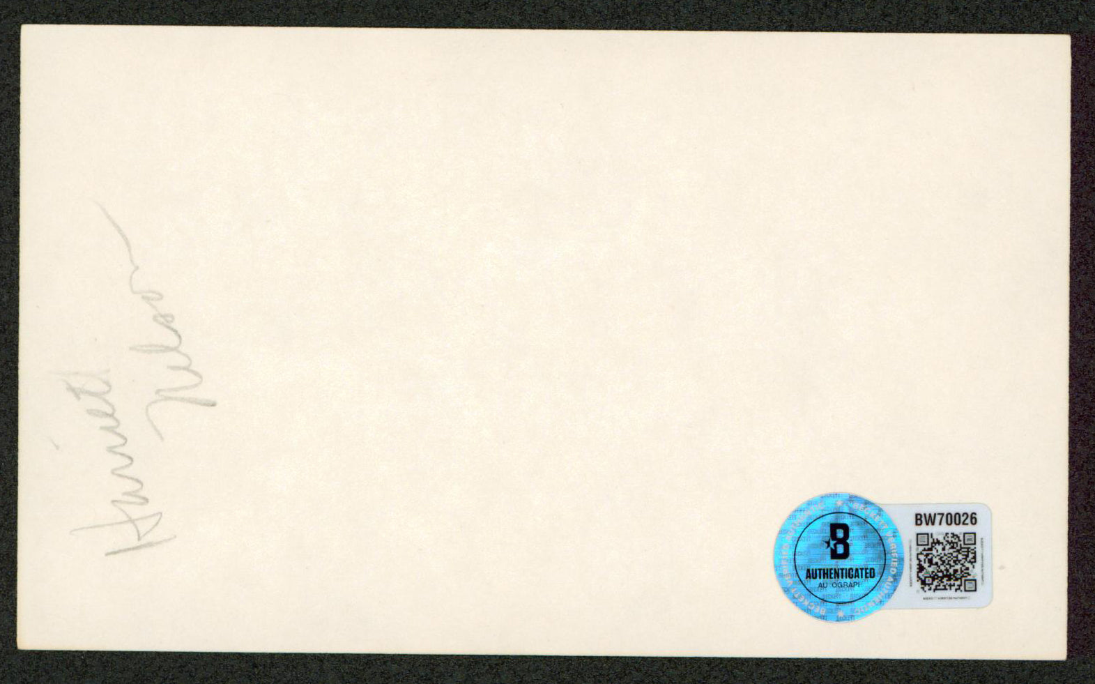 Harriet Nelson The Adventures Ozzie & Harriet Signed 3x5 Index Card BAS #BW70026