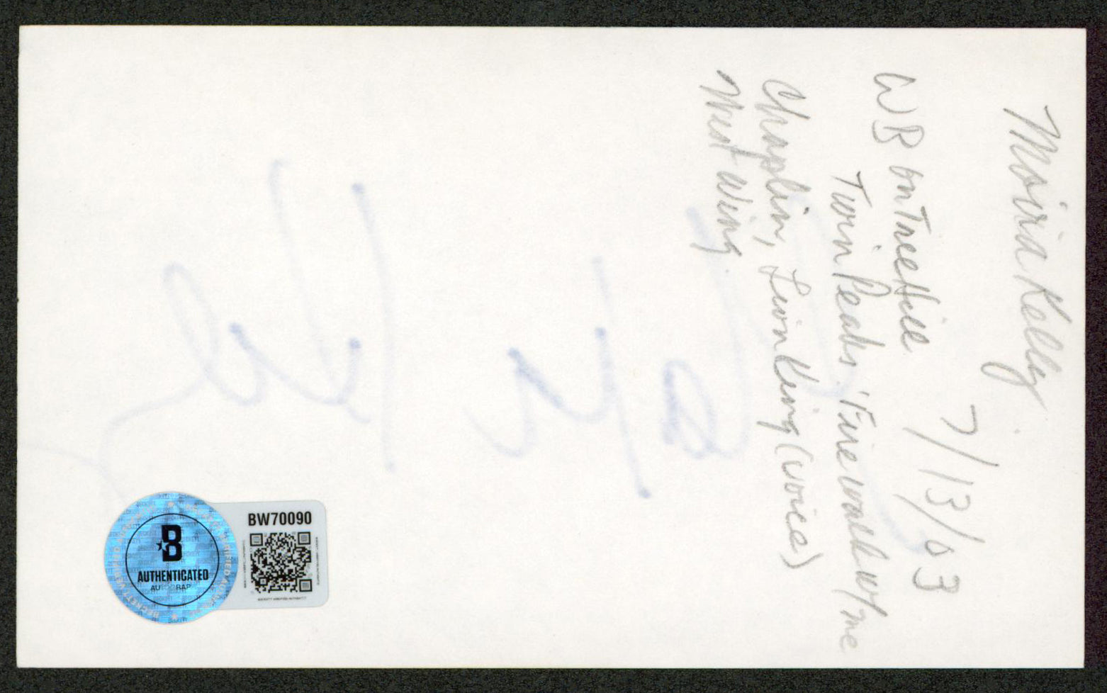 Moira Kelly The Cutting Edge Authentic Signed 3x5 Index Card BAS #BW70090