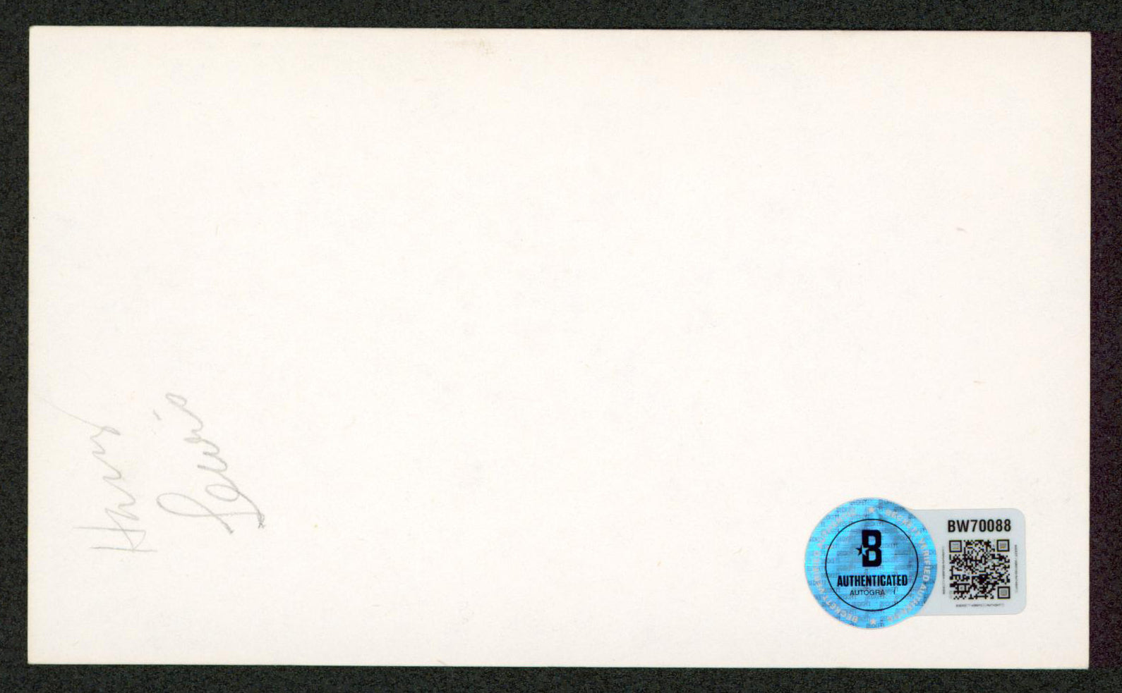 Harry Lewis In The Mud Authentic Signed 3x5 Index Card Autographed BAS #BW70088