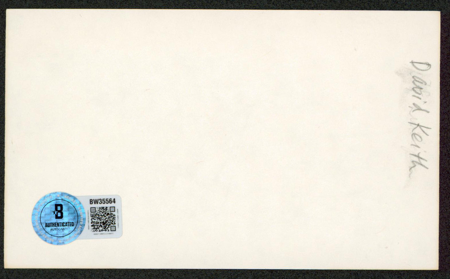 David Keith An Officer and a Gentleman Signed 3x5 Index Card BAS #BW35564