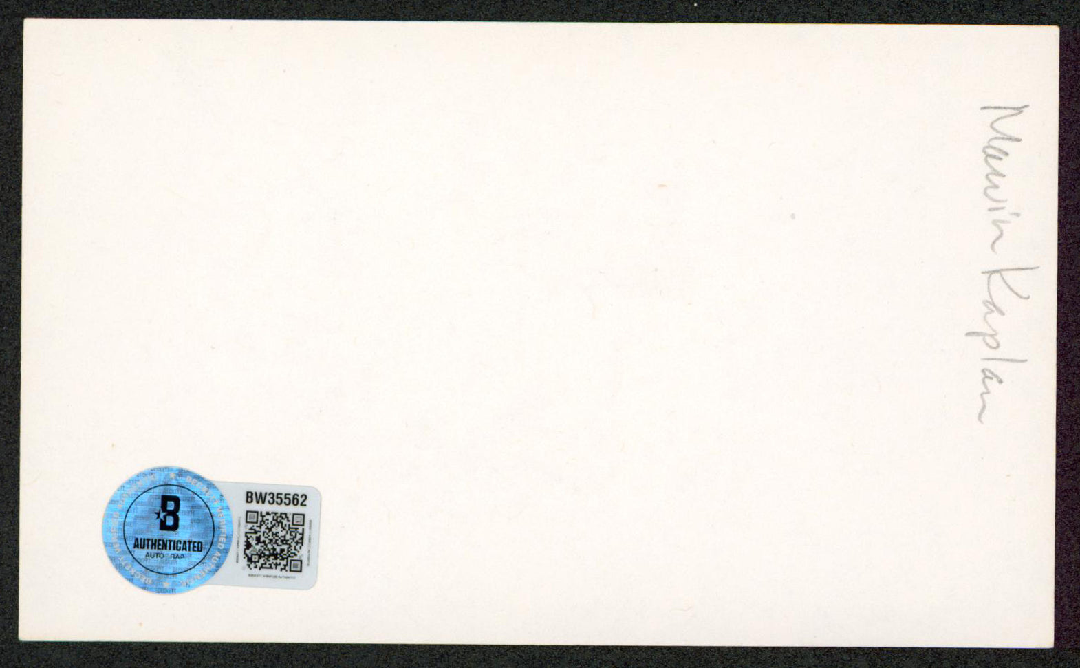 Marvin Kaplan Top Cat Authentic Signed 3x5 Index Card Autographed BAS #BW35562