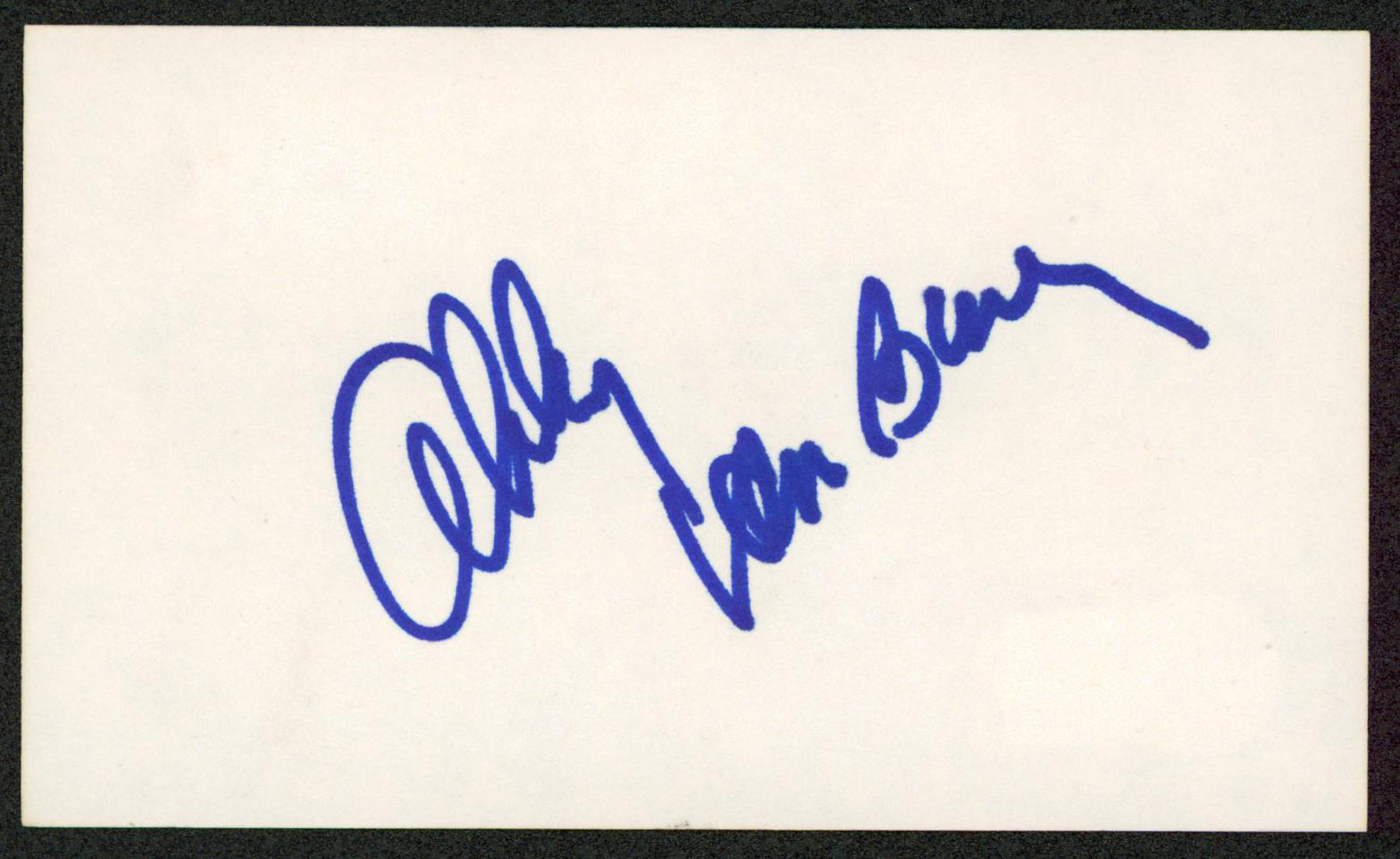 Abby Van Buren Dear Abby Authentic Signed 3x5 Index Card BAS #BW35553