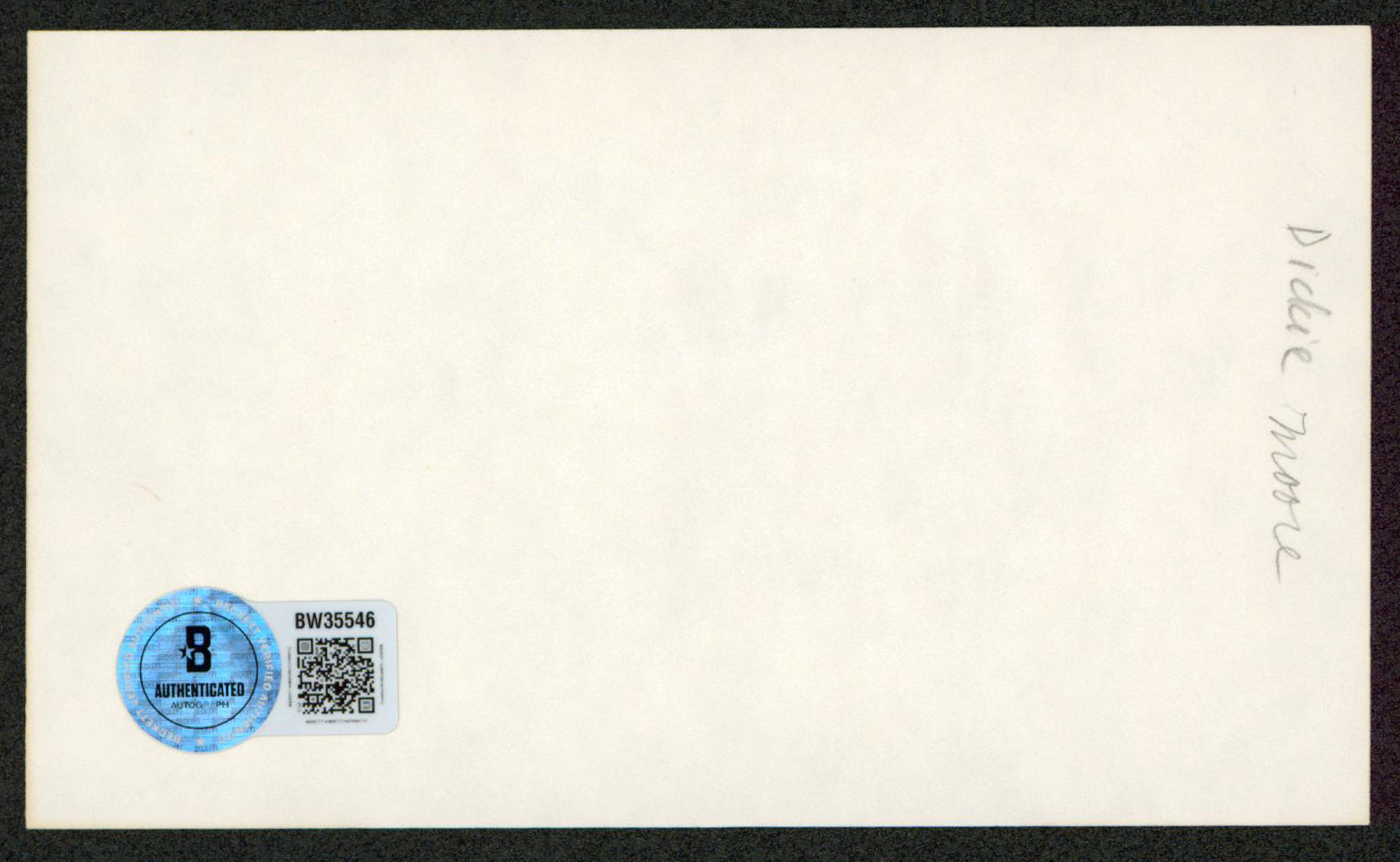 Dickie Moore The Little Rascals Authentic Signed 3x5 Index Card BAS #BW35546