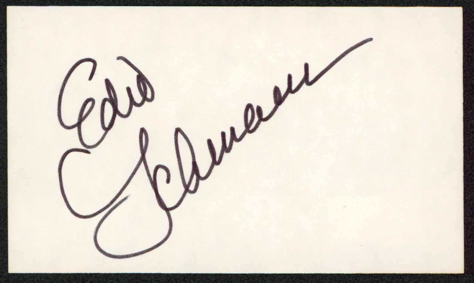 Edie Lehmann Singer Authentic Signed 3x5 Index Card Autographed BAS #BW35542