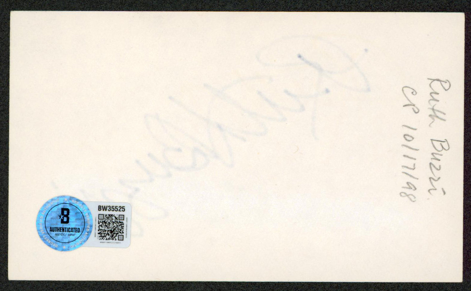 Ruth Buzzi Rowan & Martin's Laugh-In Signed 3x5 Index Card BAS #BW35525
