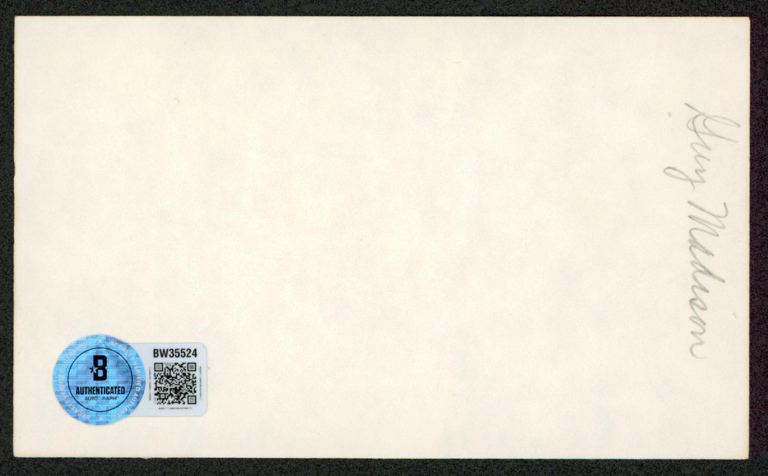 Guy Madison The Adventures Wild Bill Hickok Signed 3x5 Index Card BAS #BW35524